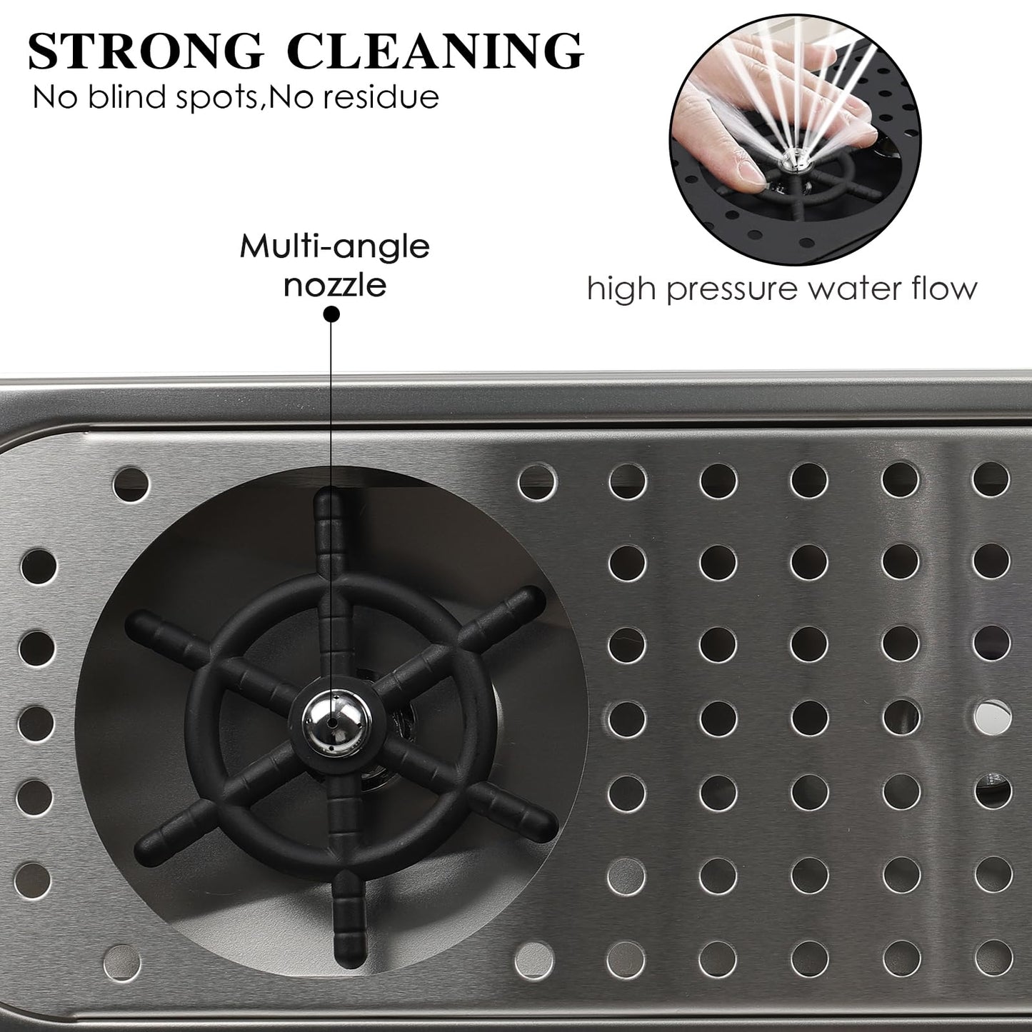 Glass Cleaning Machine, Stainless Steel Countertop Commercial Pitcher Cleaning Machine, Kitchen Sink Coffee Bar Coffee Milk Tea Cup Glass Cup Cleaning Machine (Silvery)