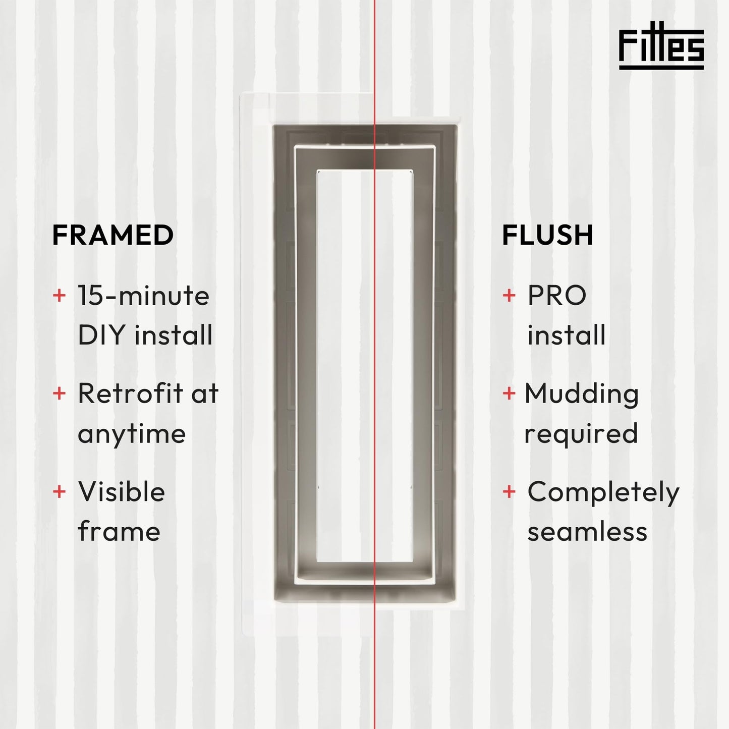 Fittes Framed Wall Vent [Luxe+], Steel HVAC Air Return Register Cover, Customizable Adjustable Increased Airflow Solution for Home or Ceiling, 15-Min DIY Setup, Damper Included – 8"x14" – White