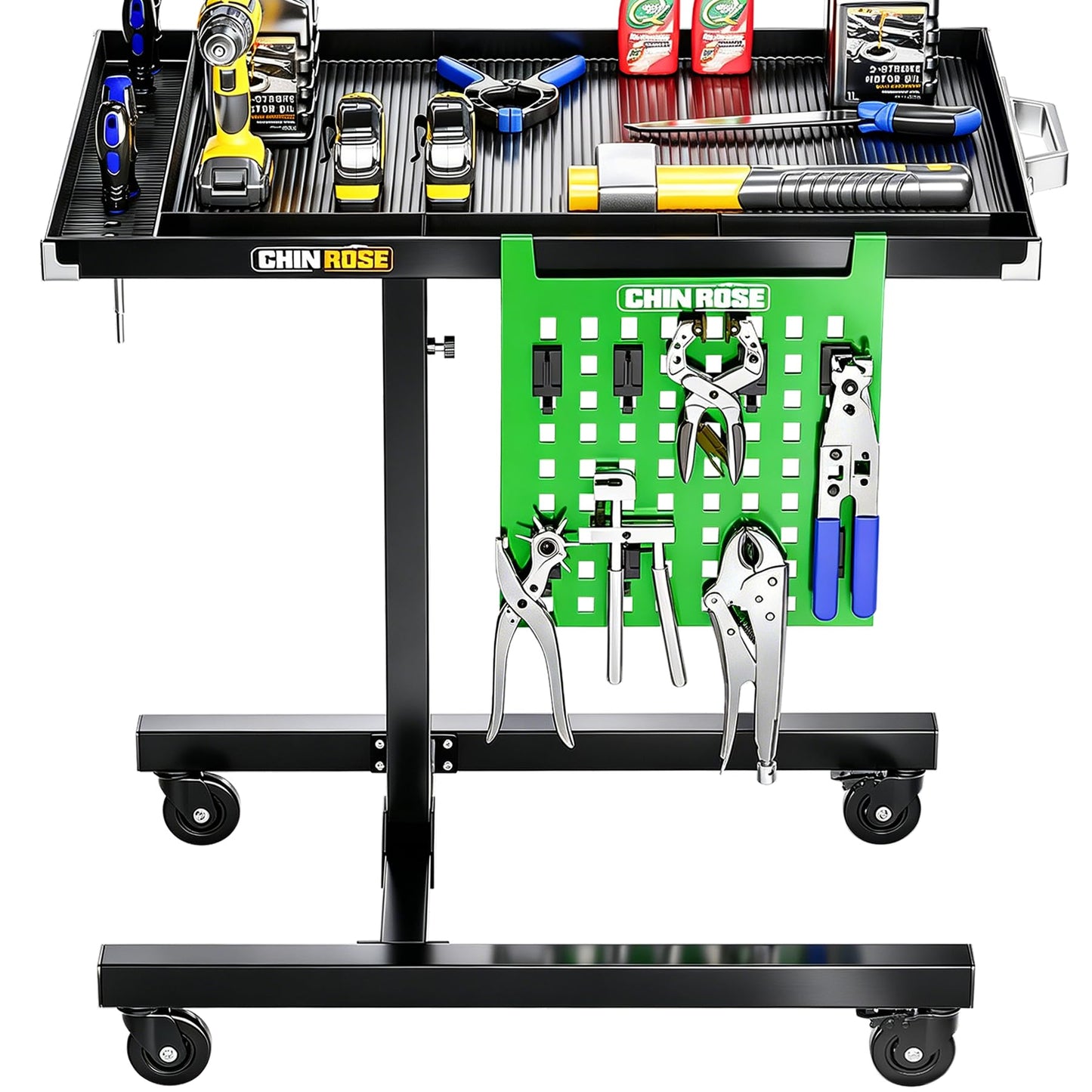 Adjustable Height Mobile Work Table with Rolling Wheels