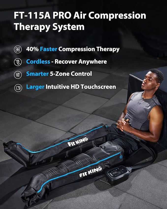 FIT KING Upgraded Leg Massager Recovery Boots, Professional Air Compression Recovery System for Circulation & Fast Athlete Recovery, Cordless Rechargeable Compression Boots (Large)