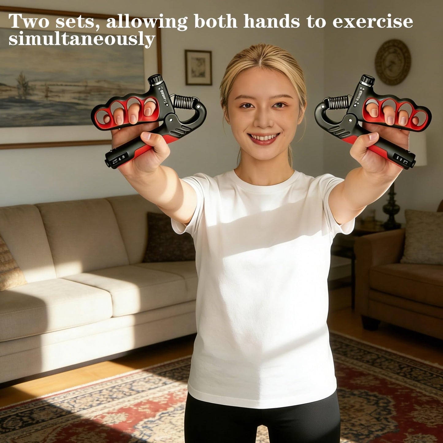 Hautrely 2PCS Hand Gripper Strengthener, 11-220LB Adjustable Resistance Grip Strength Trainer with Counter, Forearm Exerciser for Injury Recovery and Muscle Building (Red)