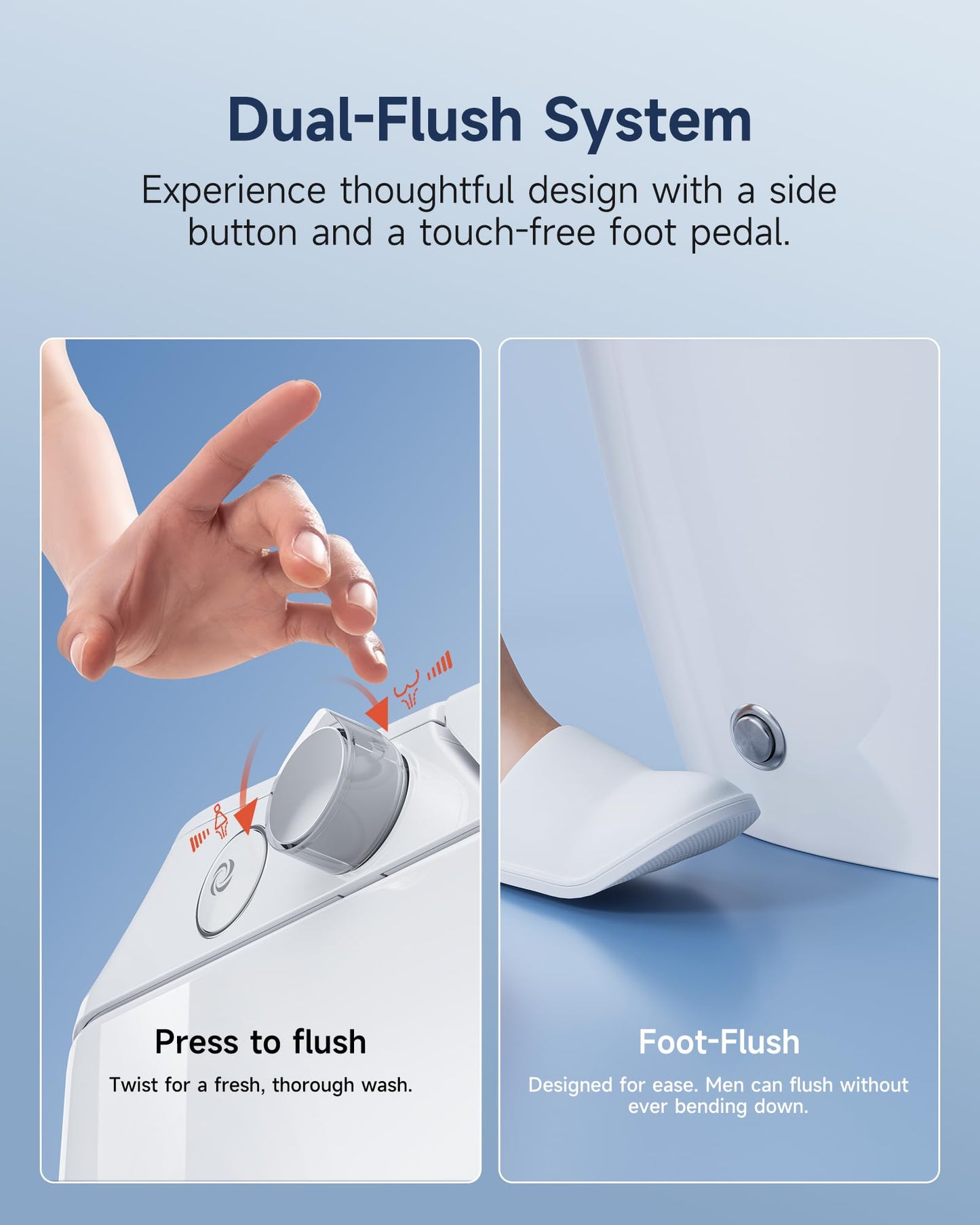 HOROW HR-T30 Non-Electric Bidet Toilet, Tankless Toilet with ADA Chair Height, 1.0GPF and Powerful Flush, Skirted One Piece Toilet for Bathroom, 12" Rough in