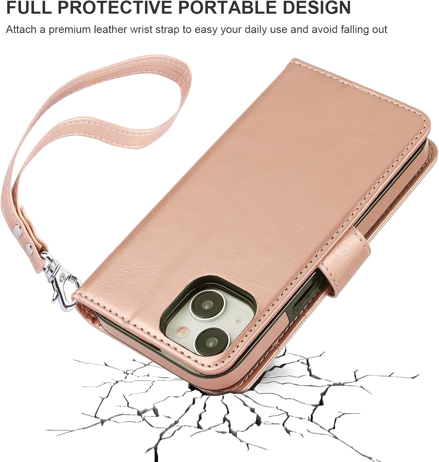 Bocasal 15 5G 6.1 inch Detachable Wallet Case for iPhone RFID Blocking Card Slots Holder Premium PU Leather Magnetic