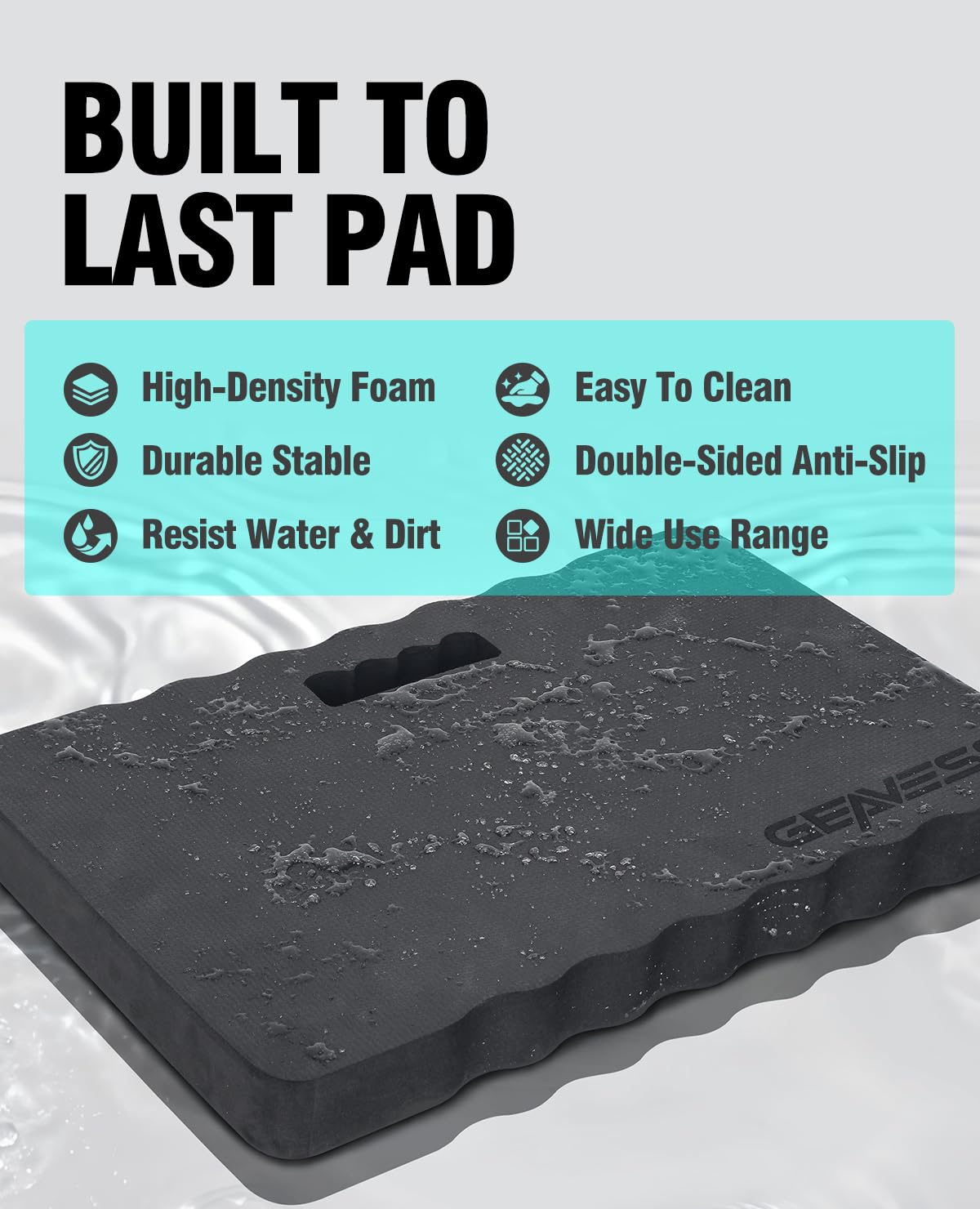 GEAVESS 1.5" Extra Thick Garden Kneeling Pad, Comfortable Foam Knee Pad with Handle, Durable Supportive Knee Cushion for Gardening, Yard Work, Car Repairing, Workshop, Baby Bathing, 17.5"x11", Black