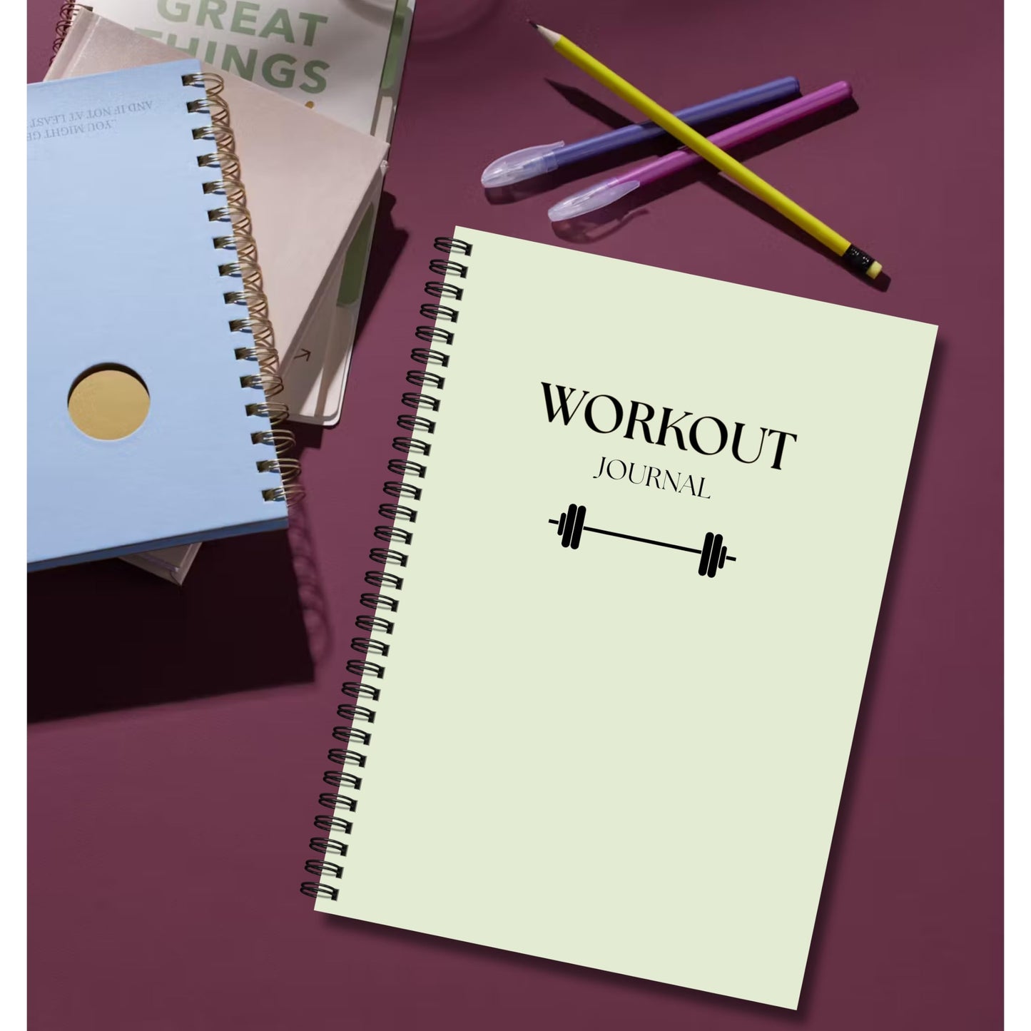 Workout Journal for Men & Women – Fitness Journal & Workout Logbook, Gym Fitness Planner with 52 Weeks of Tracking, Exercise Log Book for Weight Loss & Training – Hard-Cover Spiral Binding – Green