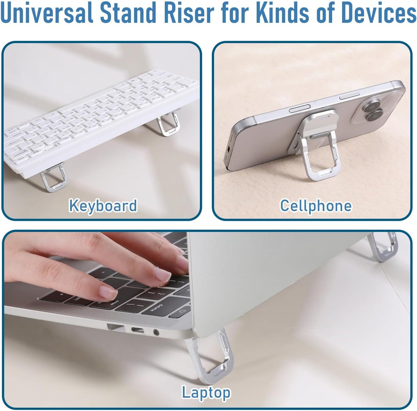 Bewudy 2 Pcs Portable Keyboard Riser With Dual Tilt Angle Adjustment, Foldable Laptop Stand, Mini Computer Stand