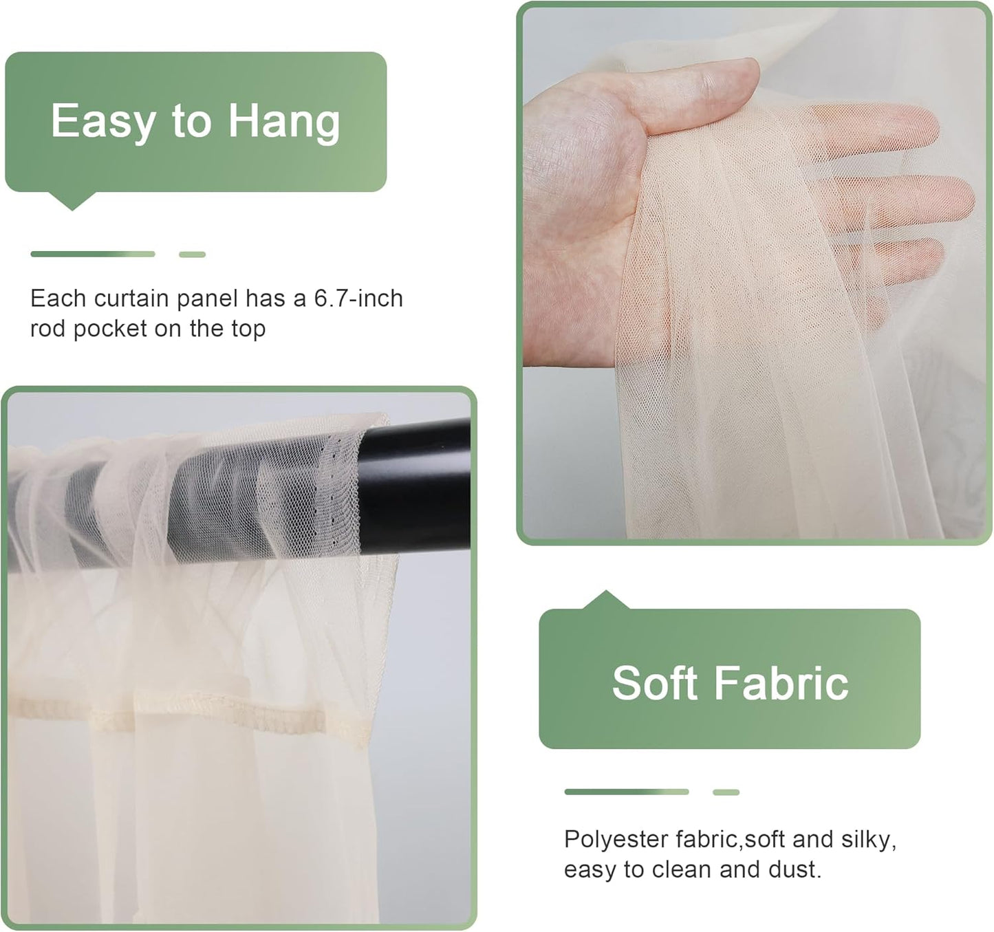 10FT 8FT (2 5x8FT) Tulle Backdrop Curtain with Lights String X Champagne Sheer Tulle Backdrop Curtains for Wedding