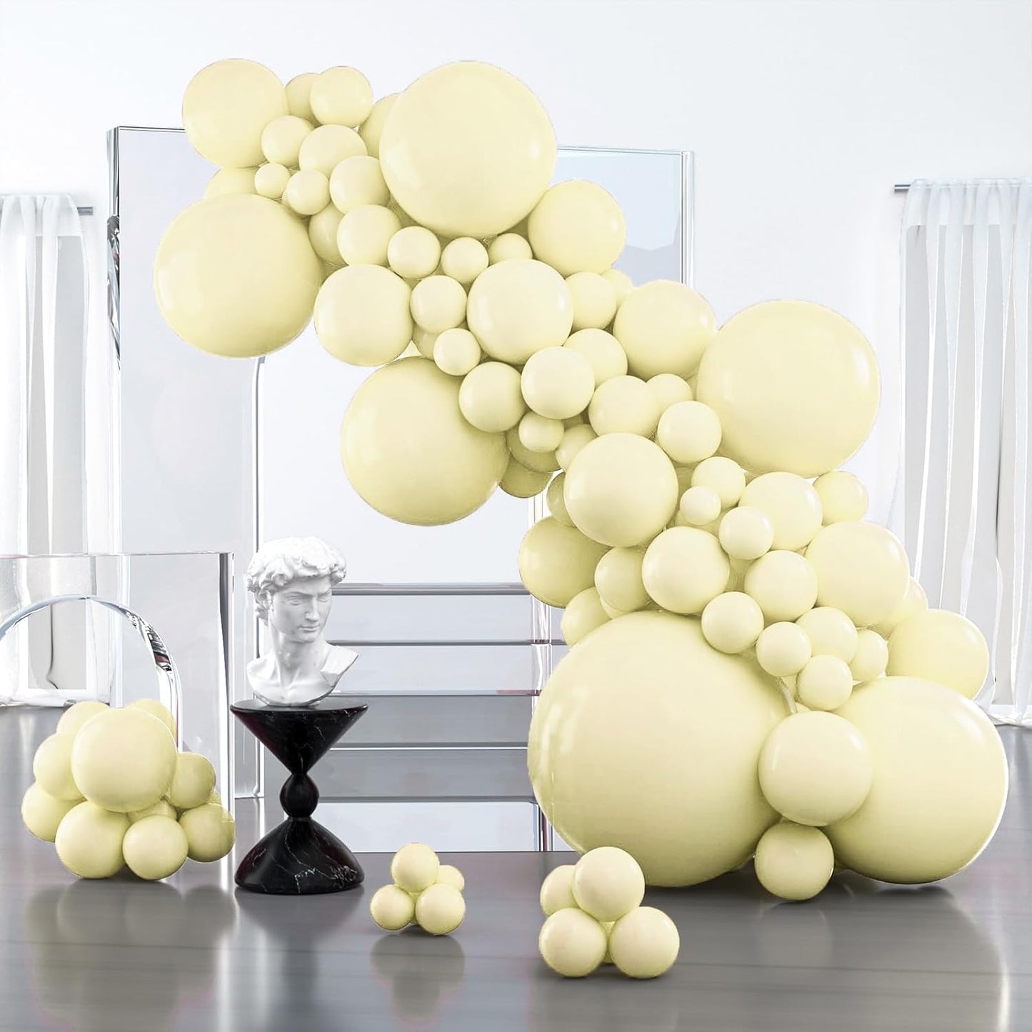 PartyWoo Pastel Yellow Balloons - 100 Pcs in Various Sizes for Baby Showers & Birthday Parties | Light Yellow Decor