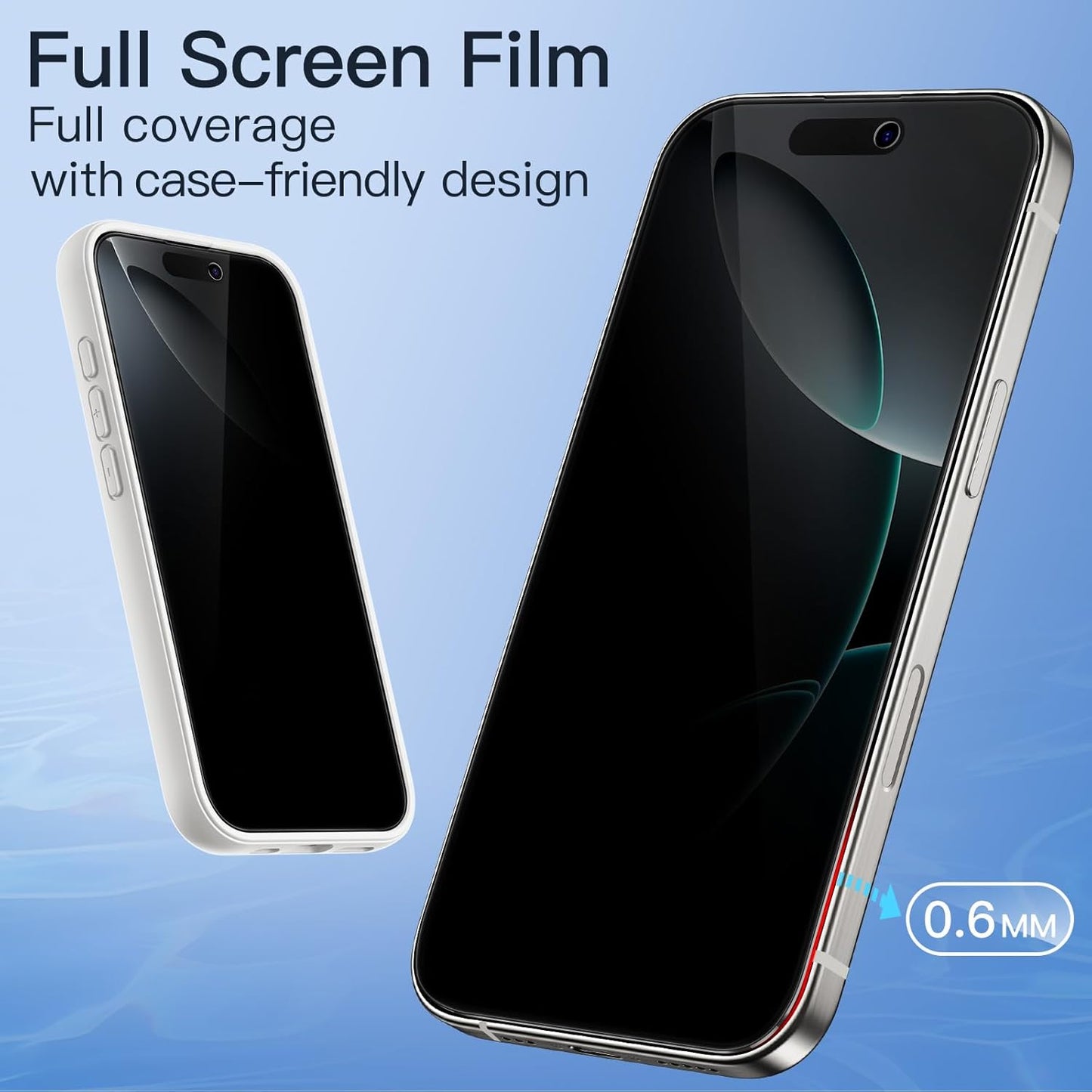 16 6.3-Inch, 2-Pack JETech Privacy Full Coverage Screen Protector for iPhone Pro Black Edge Anti-Spy Tempered Glass