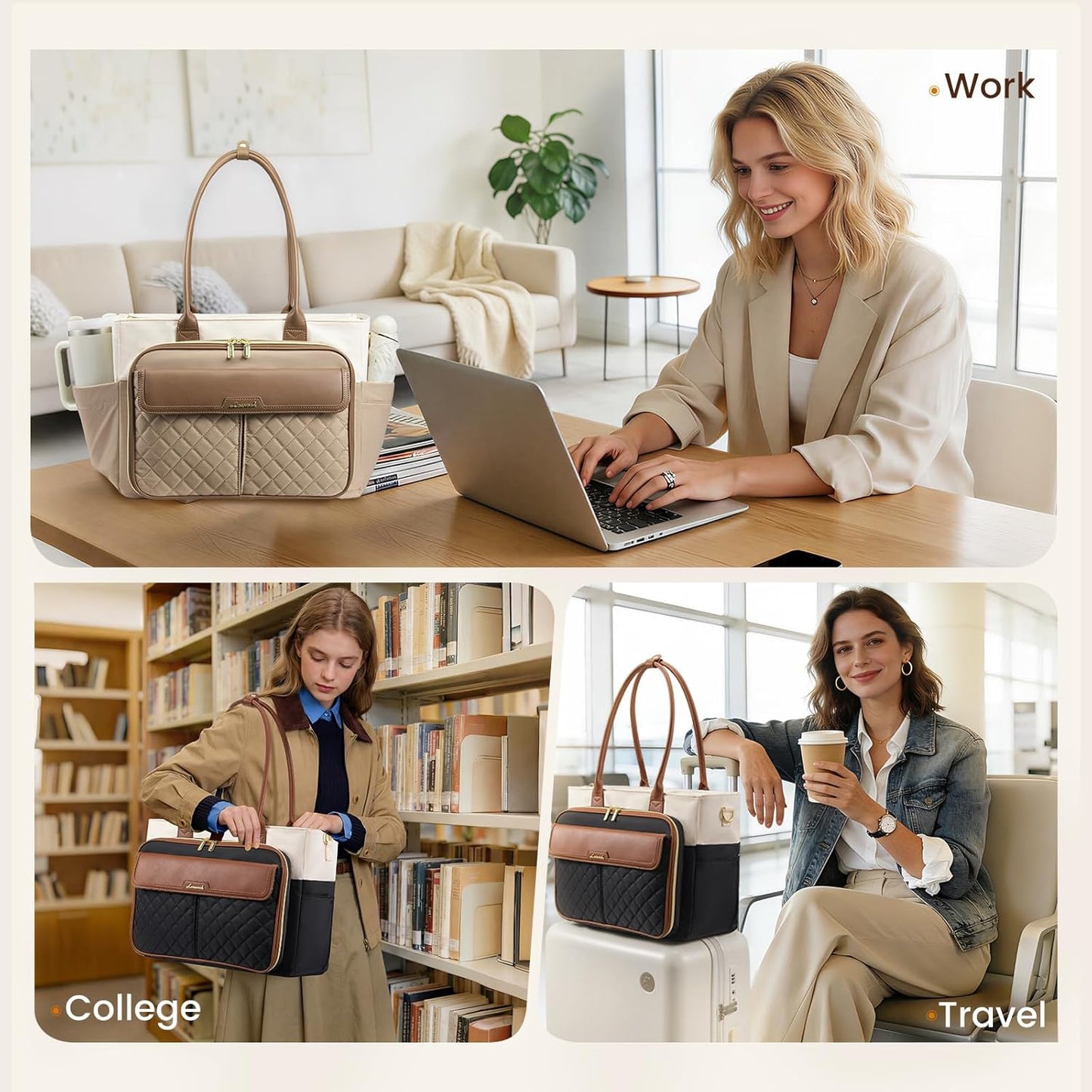40oz LOVEVOOK Teacher Tote Bag for Women, Laptop Bag Briefcase with Accordion File Pocket, Nurse Handbag for Work