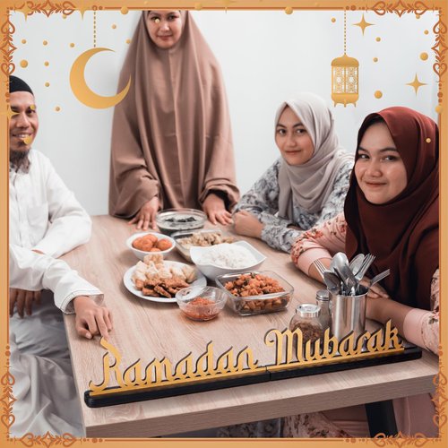 Amyhill 19 Inch Ramadan Eid Mubarak Table Decor Ramadan Mubarak Letter Wooden Tabletop Centerpiece Islamic Decoration Sign for Home Office Party Decorations