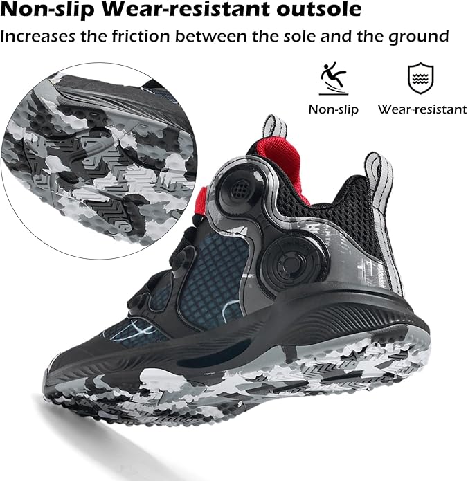 VITUOFLY Kids Basketball Shoes Boys Air Cushion Sneakers Girls Mid Top School Hoops Shoes Non-Slip Outdoor Sports Running Gym Comfortable Durable Little Kid/Big Kid
