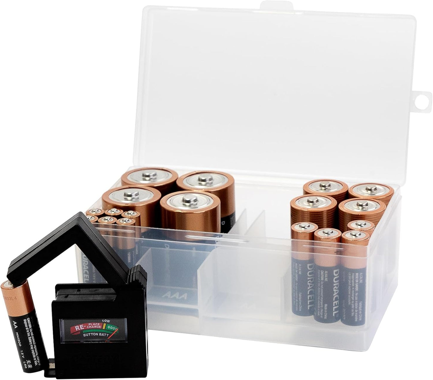 Dial Industries, Inc. 12 12 6 4 Dial Industries Battery Storage Organizer Case, AAA, AA, C, D with Tester