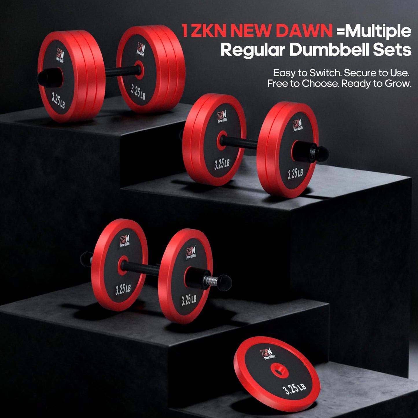 ZKN NEW DAWN Adjustable Dumbbell Set,30 lbs Free weight set with Carbon Steel,rack,Barbell Free weights set with Connector,Workout Equipment for Home Gym Suitable Men/Women