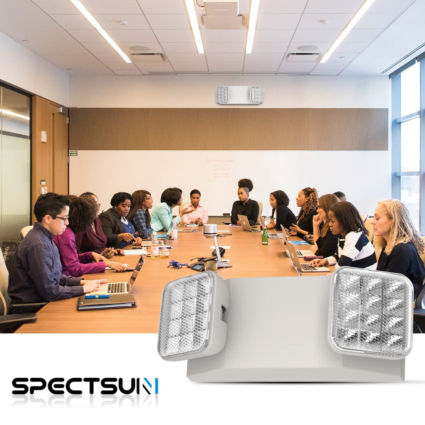 Spectsun Lighting 1 Pack Commercial Emergency Light with Battery Backup, Emergency Lights for Business-Hard Wired, UL 924 Certified,AC 120/277V,Two Head Adjustable LED Emergency Lighting.
