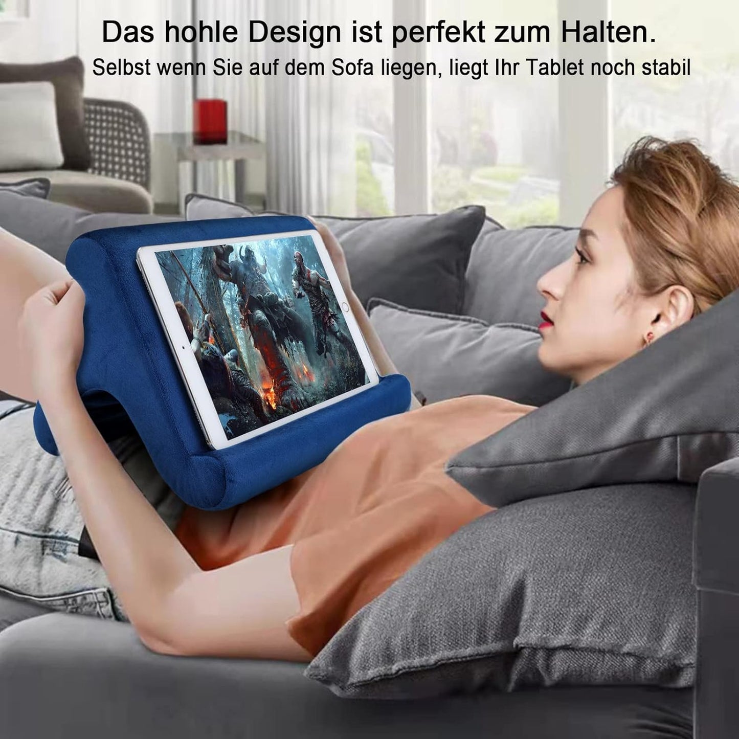 SAMHOUSING 3 9.7, 10.5,12.9 4 3, Tablet Pillow Stand Holder Dock for Bed with Viewing Angles, Compatible with All