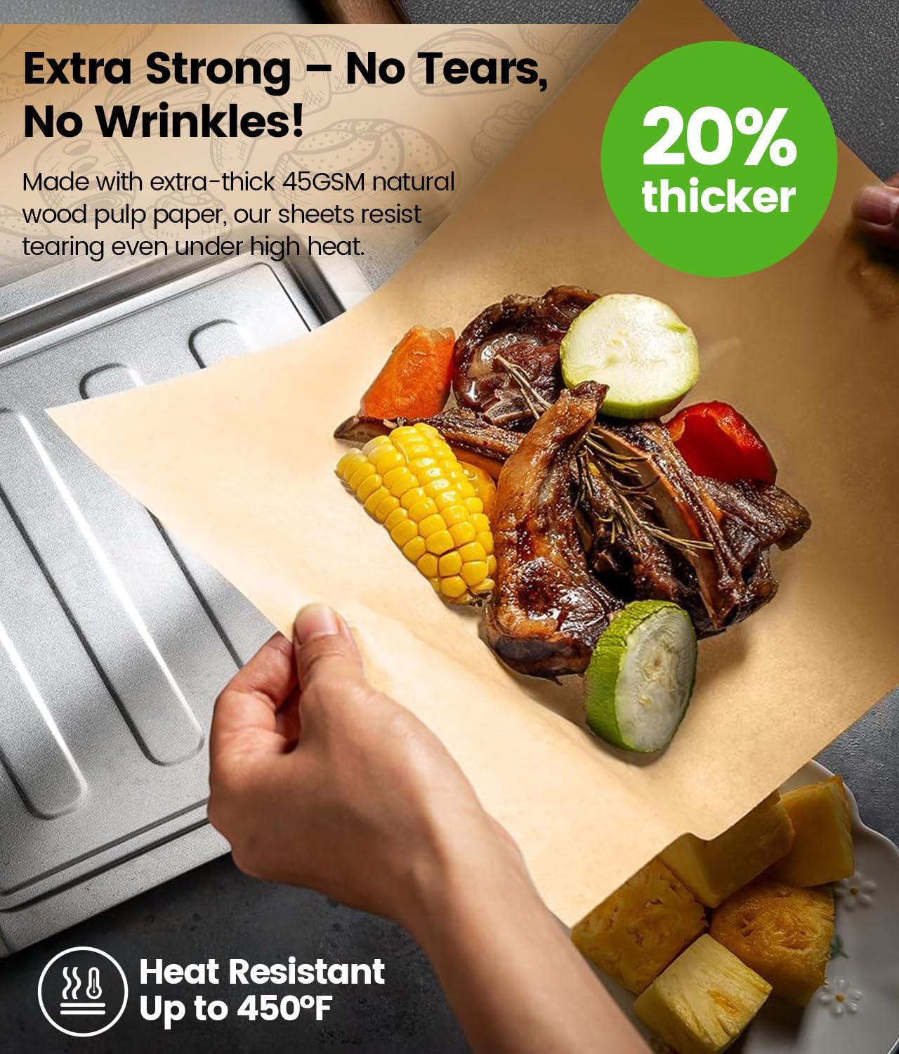 Unbleached Parchment Paper Sheets by [Brand Name] - 300 Non-Stick, Non-Toxic 12x16 Inch Baking Sheets for Oven, Grilling & Air Fryer