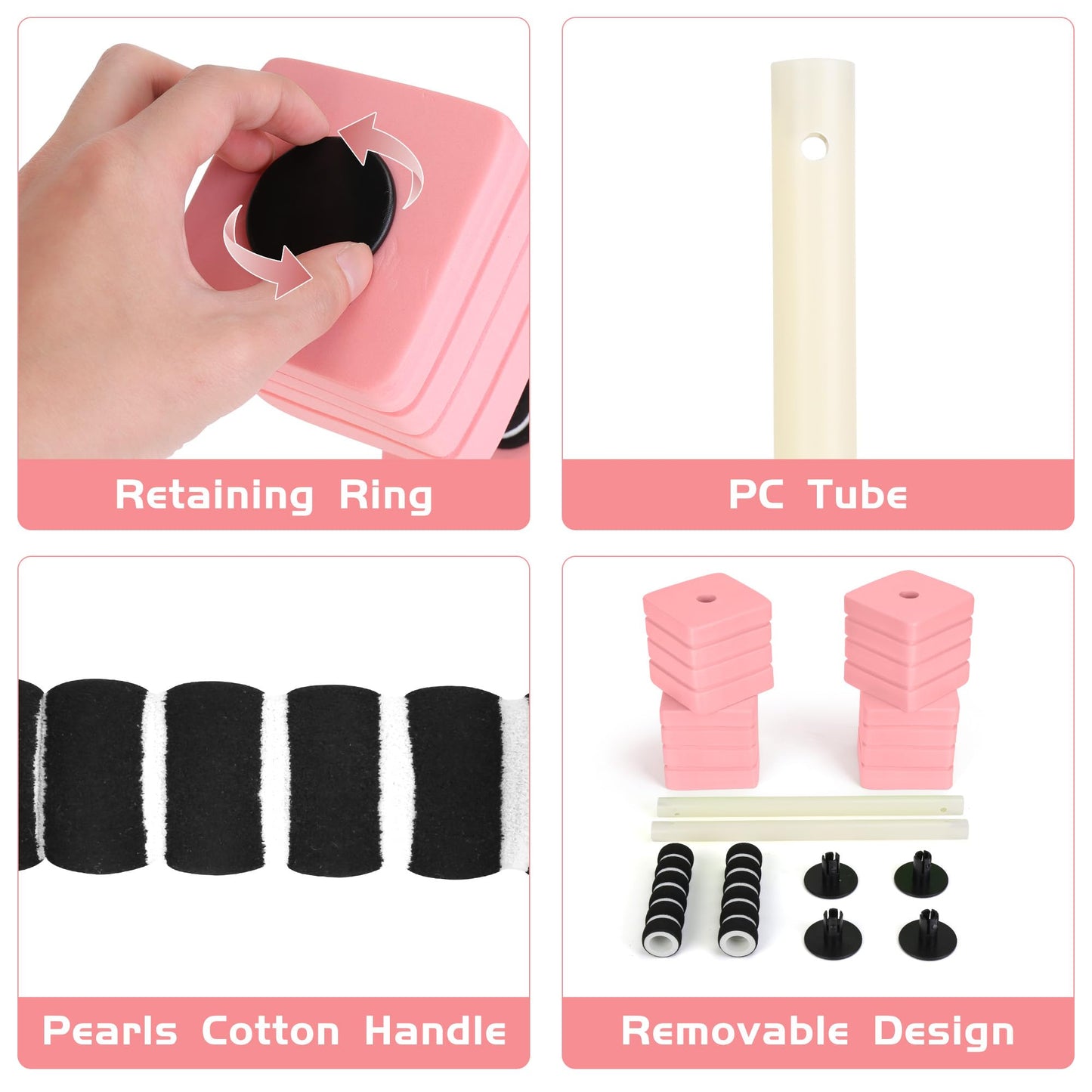 Water Weights for Pool Exercise, EVA-Foam Water Aerobics Equipment for Women,Kids,Seniors, Pool Weights Water Workouts Weight Loss-Pink