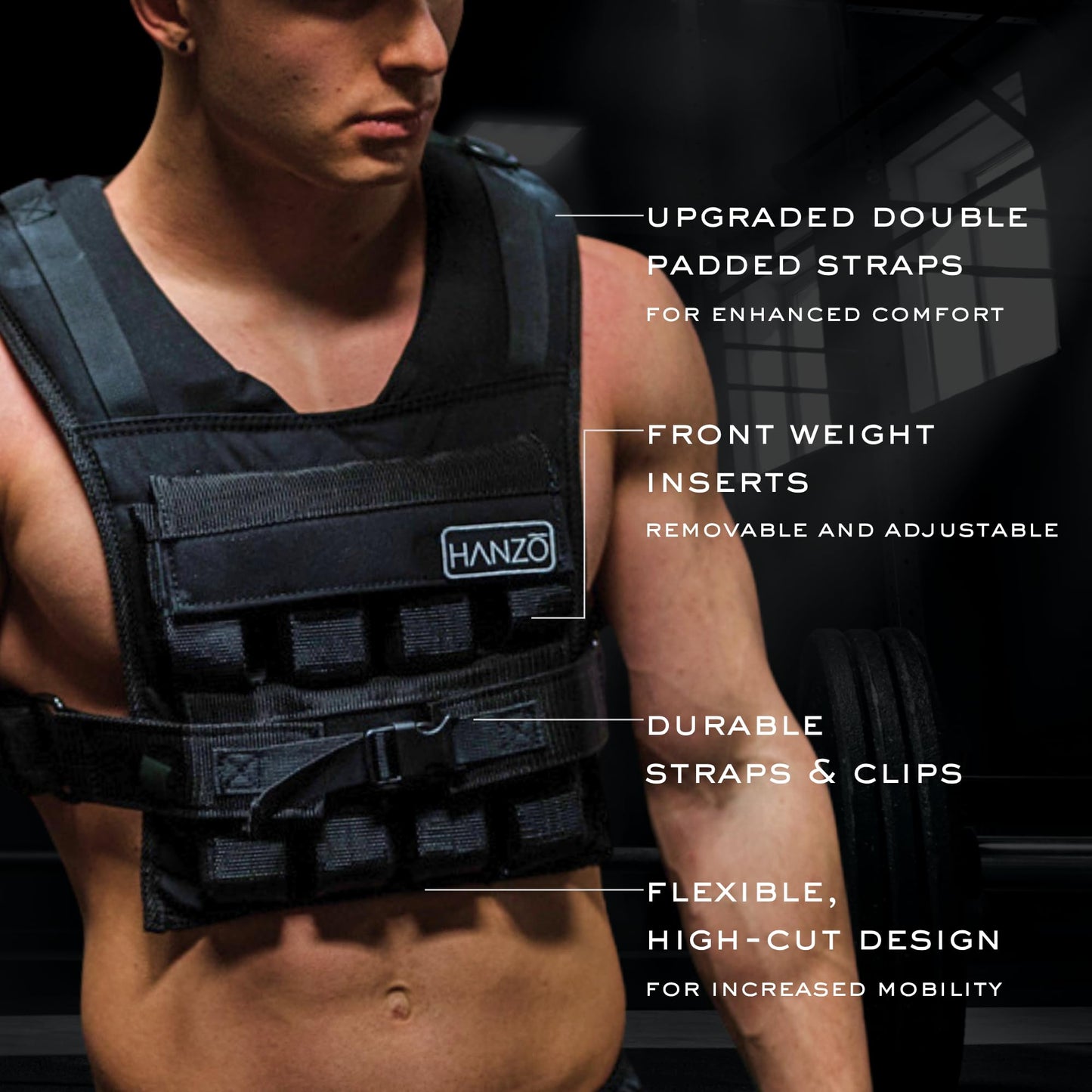 HANZO Weighted Vest for Men & Women 25lbs | 35lbs | 45lbs | 65lbs | Weight Vest With Removable Iron Weights, Adjustable Heavy Duty Weighted Workout Vest for Calisthenics & Fitness Training