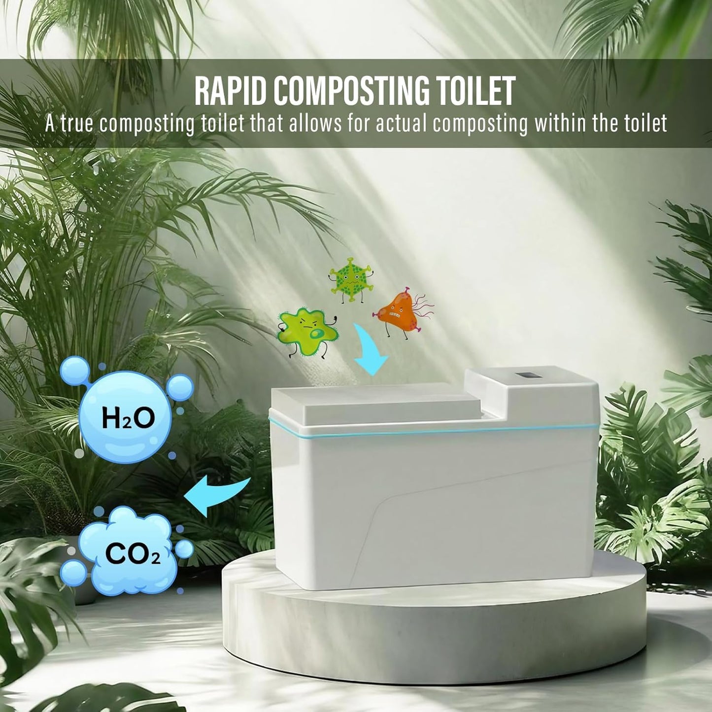 Composting Toilet, Waterless Toilets Suitable for Tiny Houses, Vans, Boats, with Heating Plate, Electric Mixing, Urine Separating and Exhaust Fan