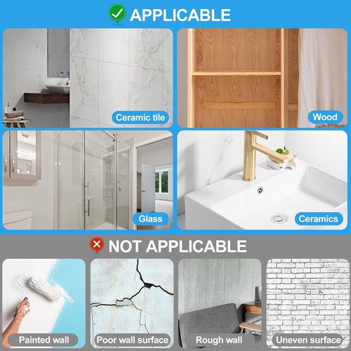 JINSHUNFA Heavy Duty Adhesive Wall Hooks - 13LB Capacity, Waterproof, No Drill - 12 Pack for Bathroom & Kitchen