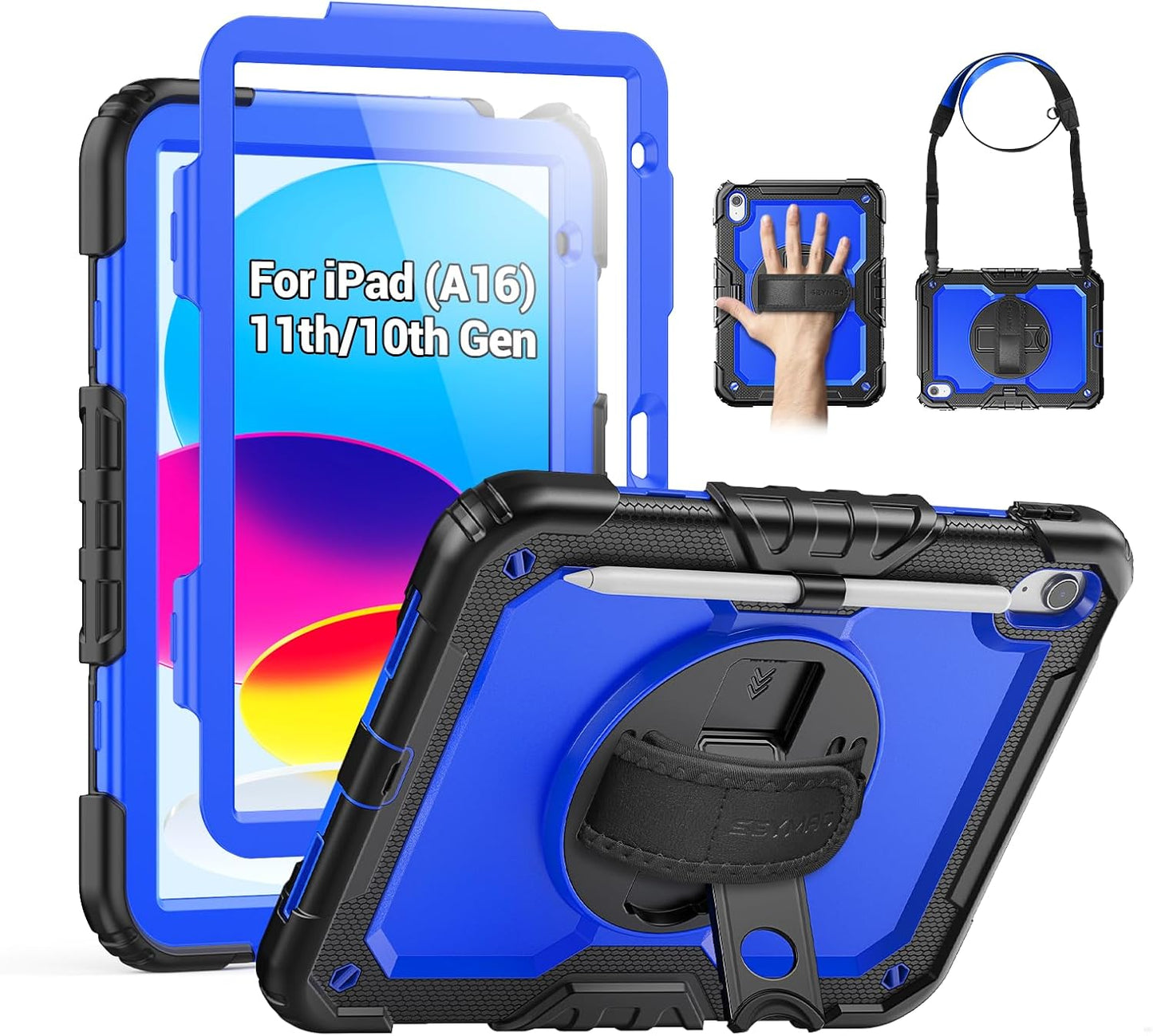 SEYMAC (A16) 11th/10th 2025/2022 (11/10.9), Case for iPad Generation Heavy Duty Full-Body Shockproof Protective Case