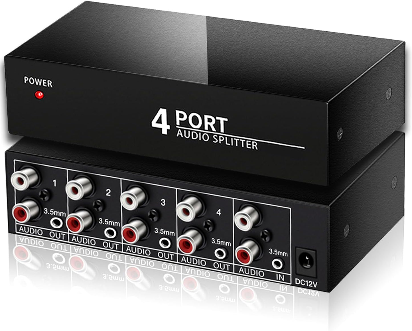 FlyroadUp 3.5mm 1 4 Aux + RCA L/R Audio Splitter in Out Stereo Analog Audio Distributor Box