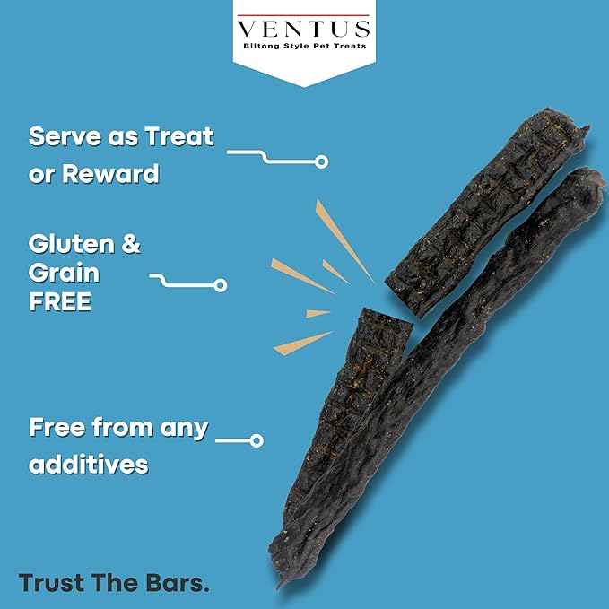 VENTUS Jerky Crunch Stix - Single Ingredient High Protein Dog Training Treats, Wild Venison, Air-Dried, Grain Free Training Treats for Dogs, 8 oz