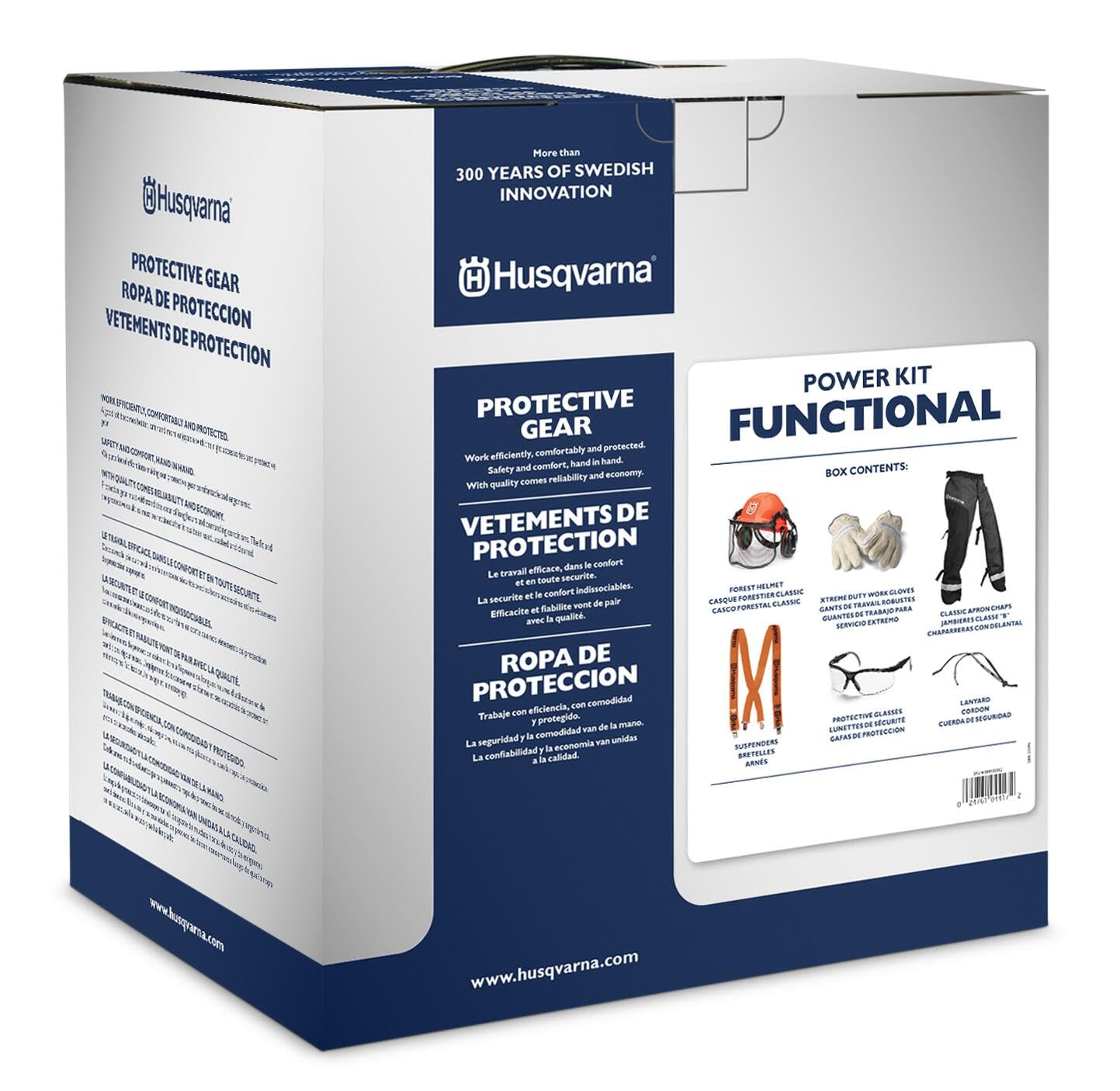Husqvarna Functional Protective Power Kit with Chainsaw Chaps, Suspenders, Safety Gloves, Protective Glasses with Lanyard and Forest Helmet, Chainsaw Safety Equipment for Landowners