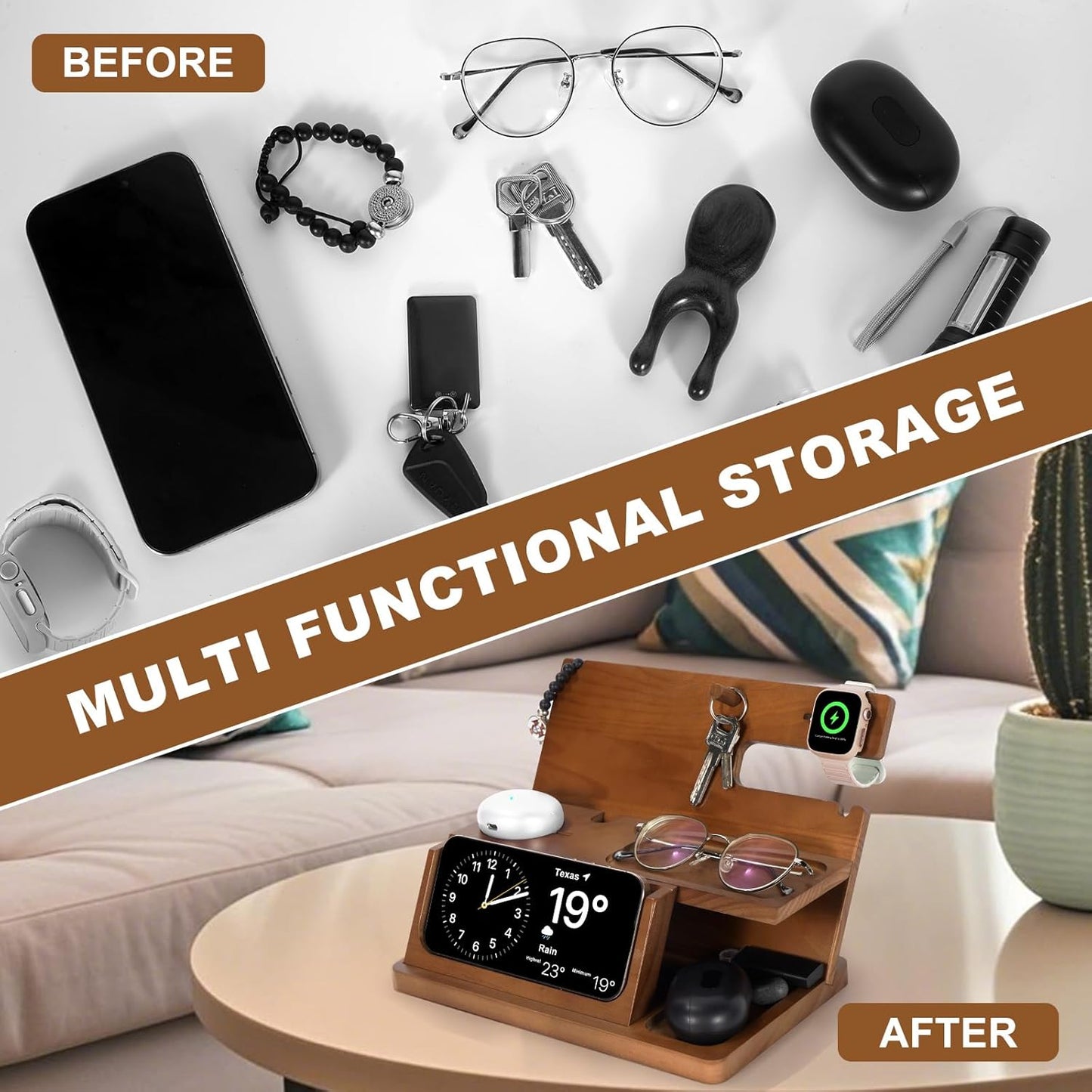 AliveByte 3-in-1 16 16/15/14/13/12 Gifts for Men Charging Stand Compatible with iPhone Charger Station, Nightstand