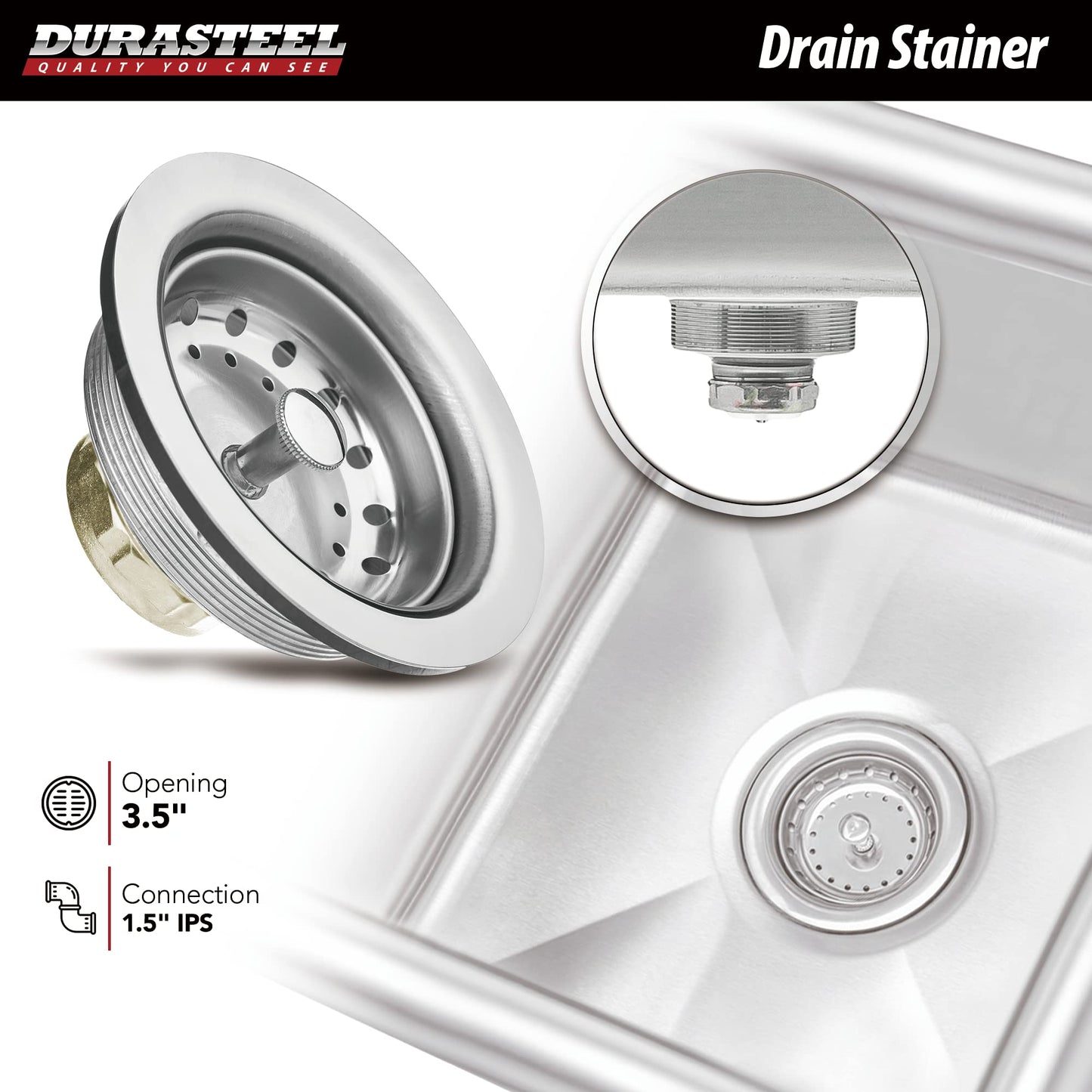 DuraSteel 304 Commercial Stainless Steel Utility Sink - 15 Inch Tub Freestanding Prep Kitchen Sink - NSF Hand Wash Station for Kitchen Sinks, Outdoor, Laundry Room, Garage Slop Small Kitchenette