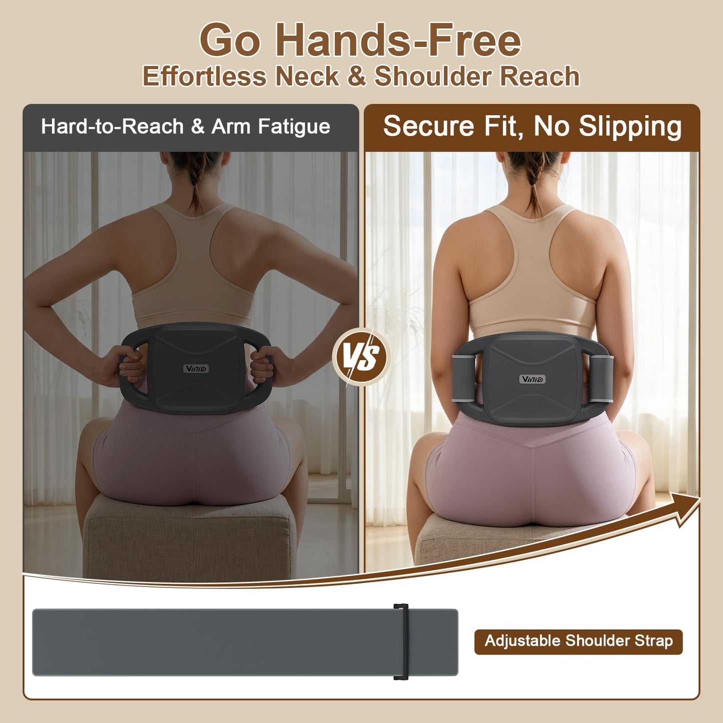Vinid Cordless Neck and Back Massager with Heat, 12 Professional Massage Heads, 30 Adjustable Intensity Levels, 3 Massage Modes for Deep Tissue Relief, Includes Bonus 4 Heads & Shoulder Strap