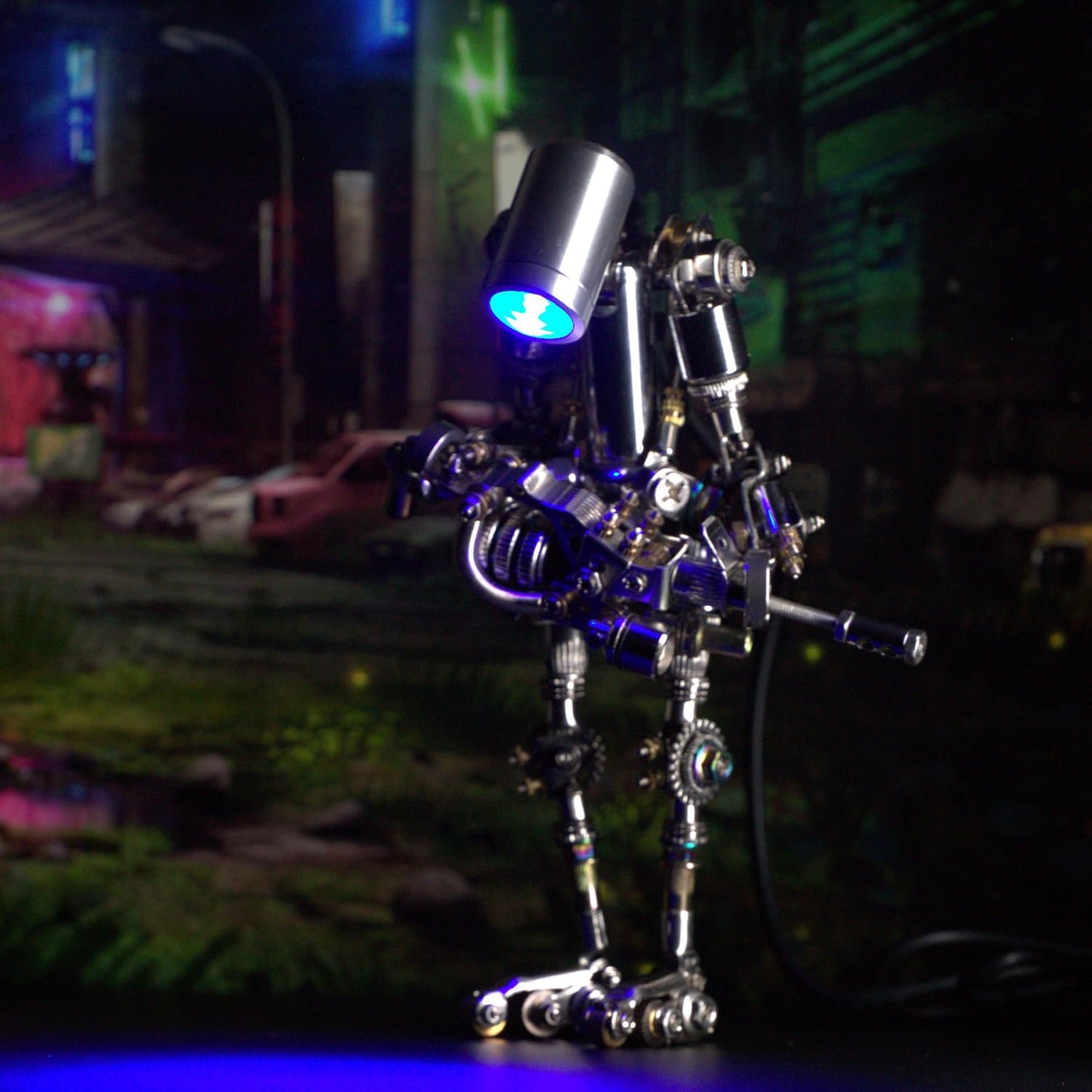 Mostarle Terminator M 3D Metal Puzzle, Arcynix DIY Mechanical Robot Model Kit, Sci-Fi Design LED Light Feature Unique Gift for Adults & Teenager (Purple)