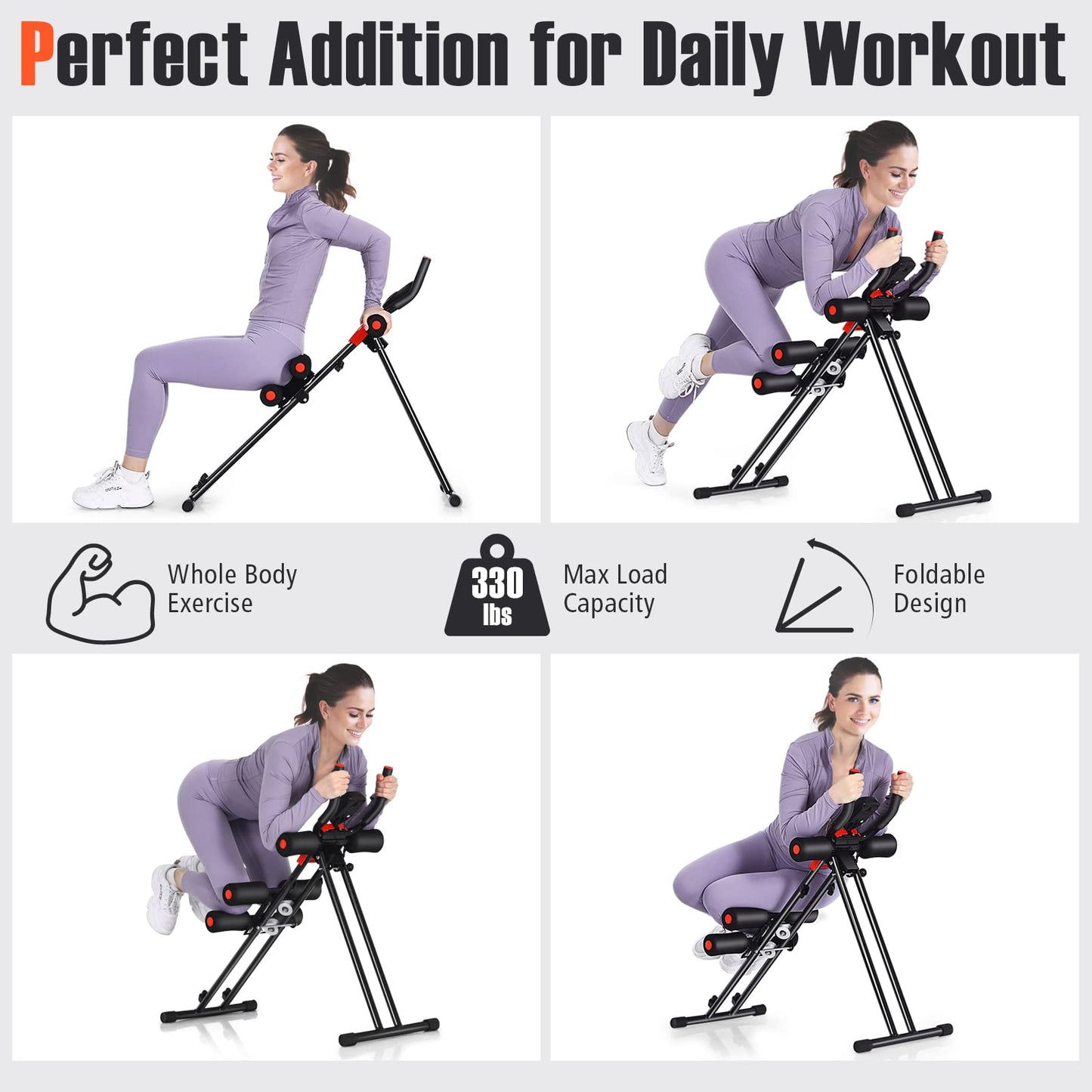 GYMAX Ab Machine, Abdominal Fitness Trainer with 3 Adjustable Resistance & LCD Monitor, Whole Body Workout Equipment Core Waist Cruncher for Home Gym Strength Training