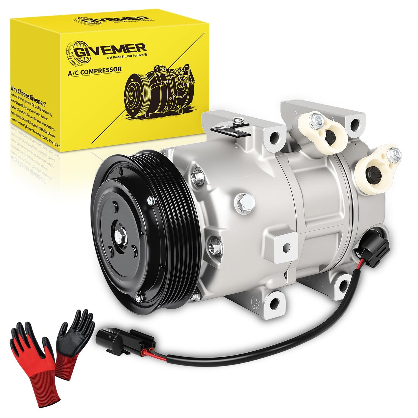 GIVEMER CO11218C 178317 Air Conditioning AC Compressor with Clutch Compatible with Hyundai Sonata 2.0L 2.4L 2011-2014, Kia Optima 2.0L 2.4L 2011,Replaces 977013R000, 4716044, 10A1086, 890174