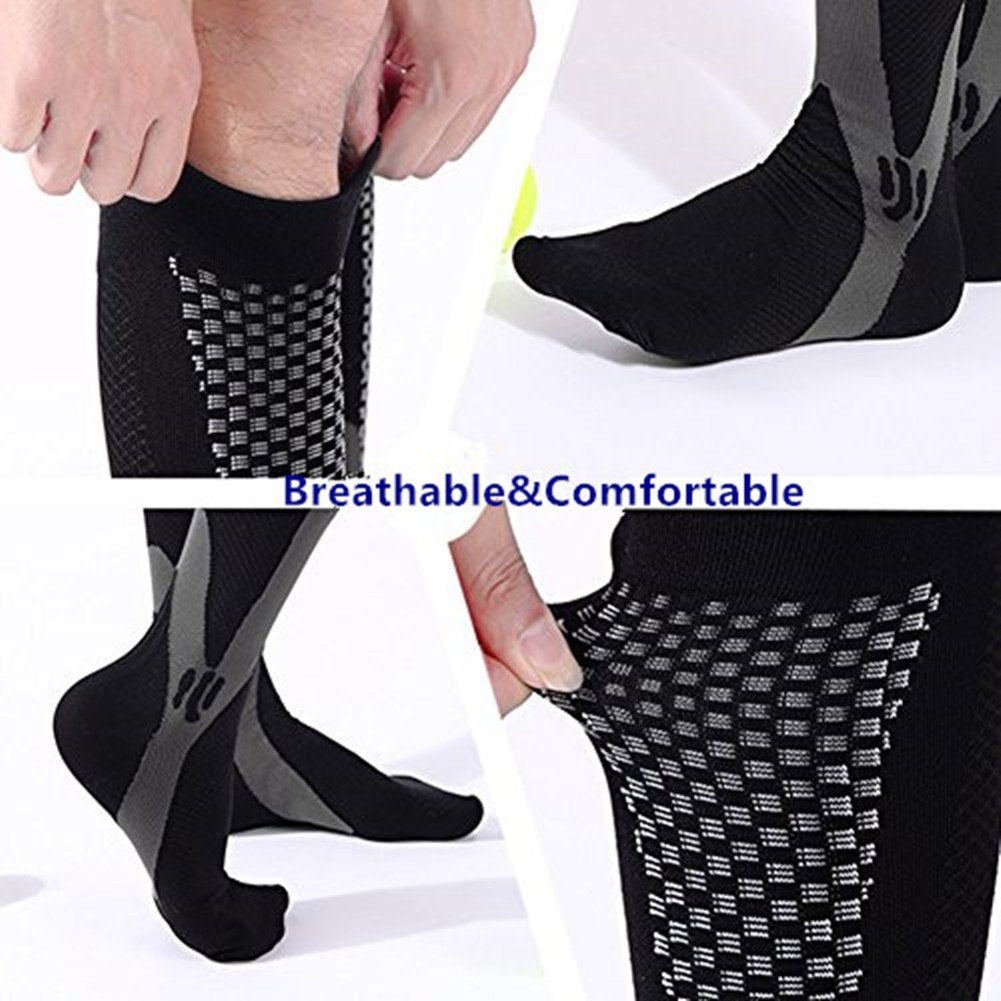 ZFiSt 3 Pair Sport Compression Socks Men Women, Compression Stocking Nurse Socks for Edema Travel(Black+black+black,XXL)