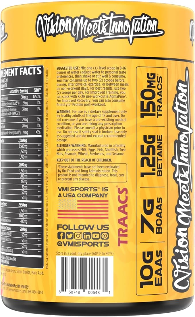 Aminogex Ultra | BCAA Powder | Amino Acids + Betaine and Glutamine | Amino Acid Post Workout Recovery Drink | Intra Workout Drink with Electrolytes | (30 Servings) (Tropical Mango, 18.2 ounces)
