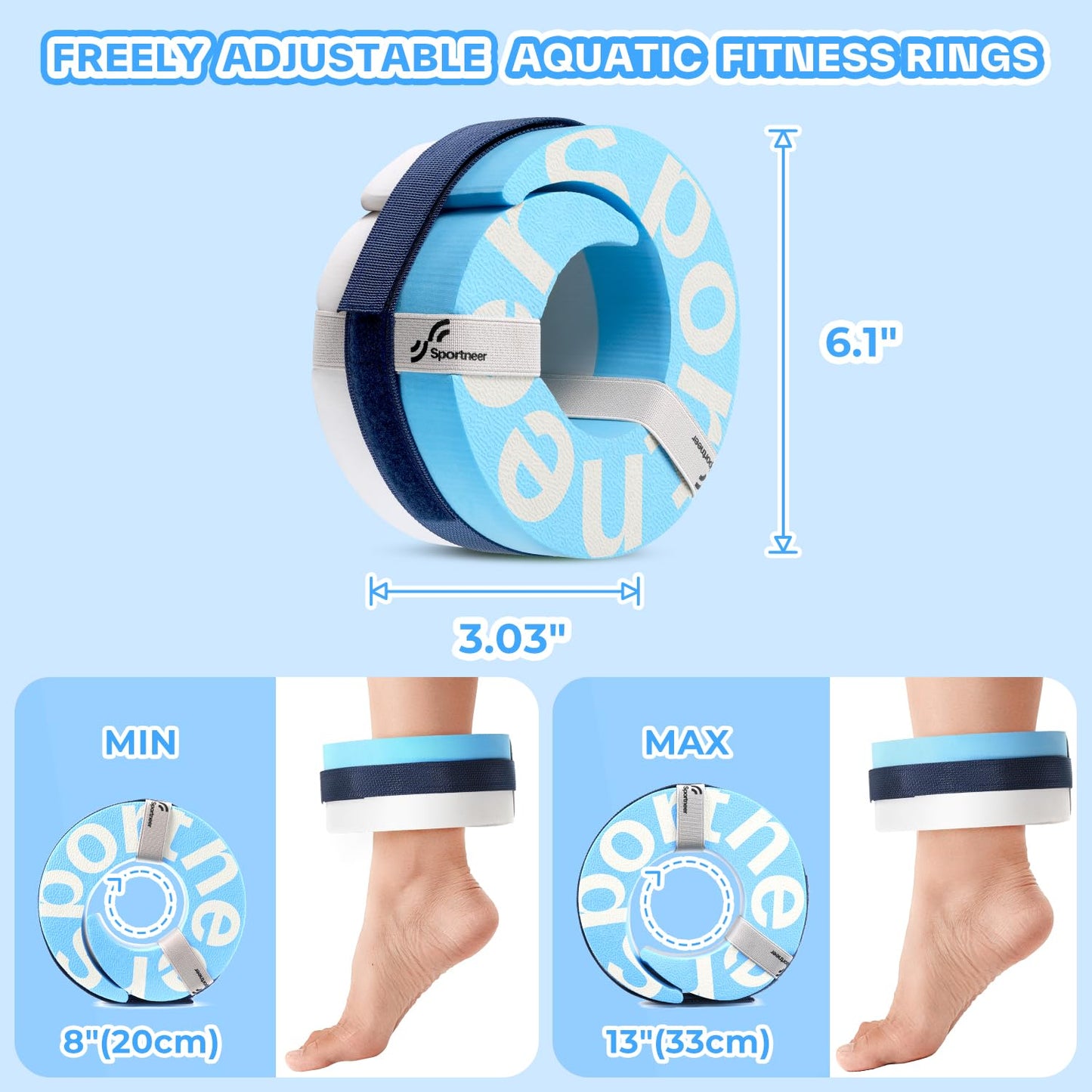Foam Aquatic Cuffs Exercise Equipment: Sportneer Water Aerobics Float Ring with Adjustable Webbing Pool Exercise Workout Set Water Ankle Ring