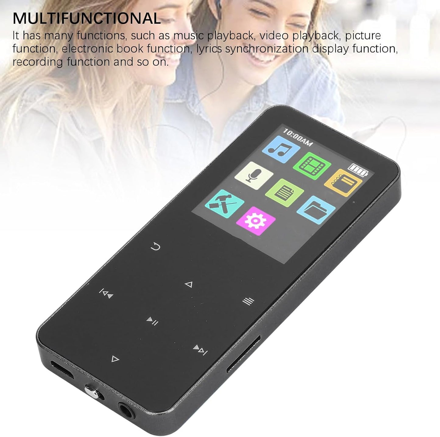 ASHATA MP3 1.8 Inch MP3 8H MP3 (4GB) Player with TFT Touch Screen, Lossless Sound Player, HiFi Music Player Electronic
