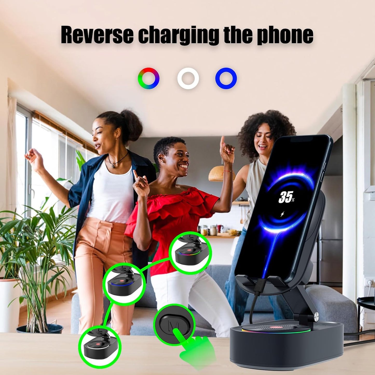 ZOWEETEK Sound,8H 5.3,Anti-Slip Cell Phone Stand with Wireless Bluetooth Speaker,Loud + Playtime,Bluetooth Base,Phone