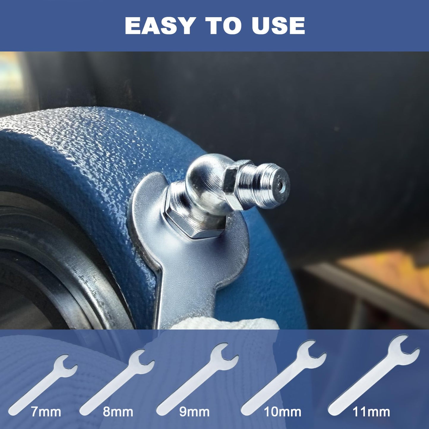 255PCS Grease Fittings Assortment,SAE & Metric Grease Zerk Fittings 1/4" 1/8" M6 M8 M10 straight 45 90 degree with Wrench Kit(7-11mm) for Grease Gun,Fit Tractor Vehicle Excavator Trailer Equipment