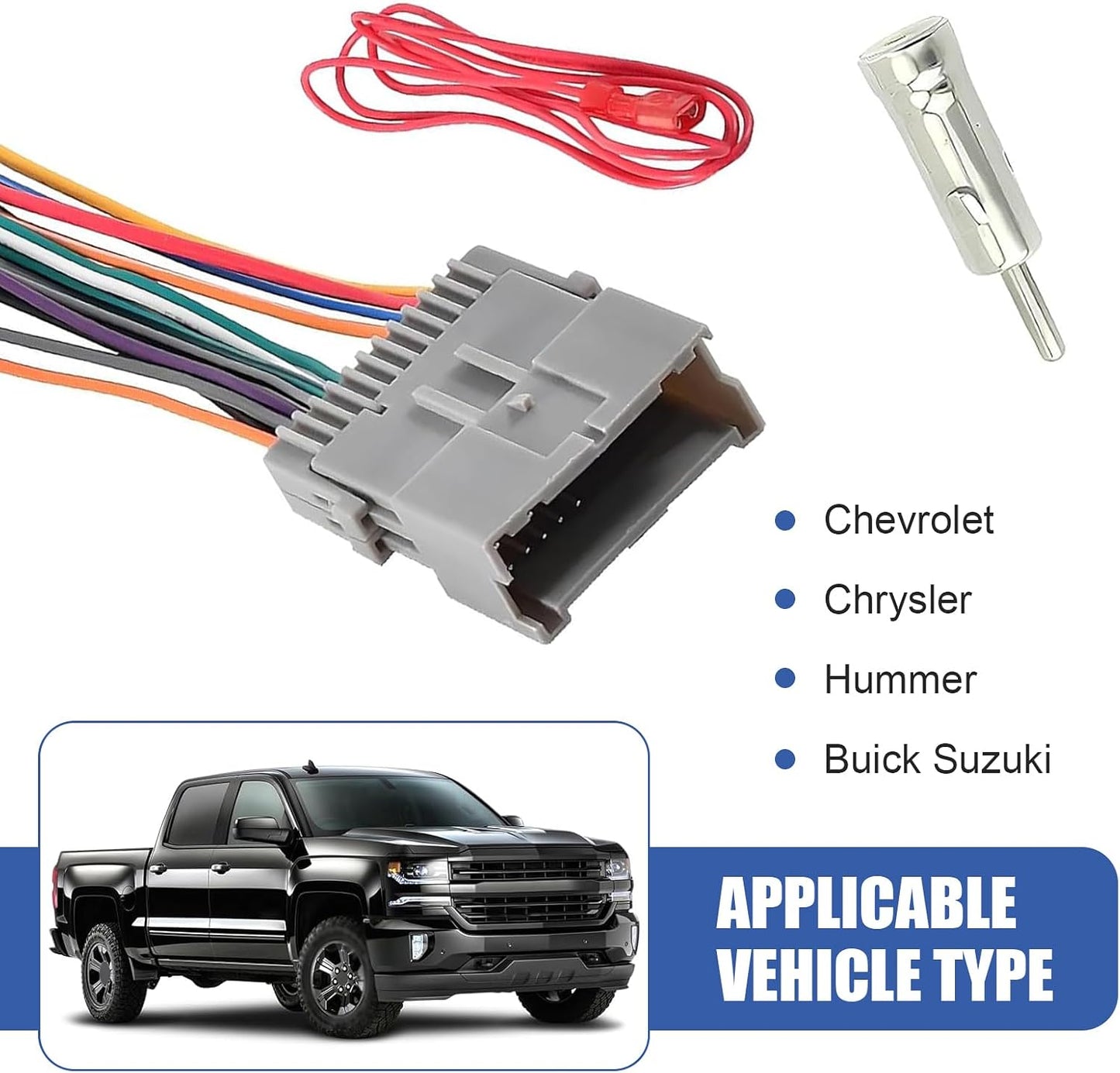 DACIRTY Pack-3 Hummer Car Radio Wiring Harness Adapter, Audio Modification Pigtail Connector Plug, Stereo Wiring