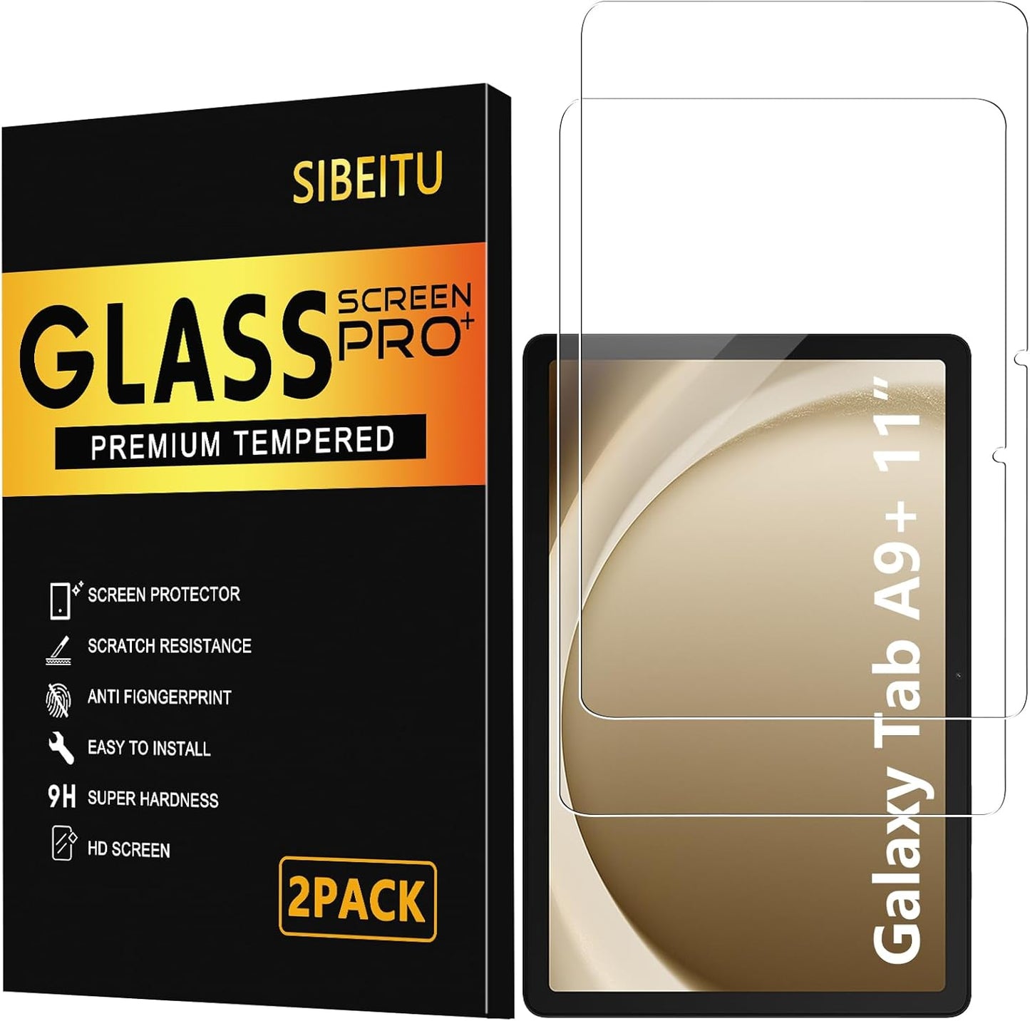 2 Pack A9 11 Inch 2023, 9H A9+ 5G (SM-X210/X216/X218), SIBEITU Screen Protector for Samsung Galaxy Tab Plus HD Hardness