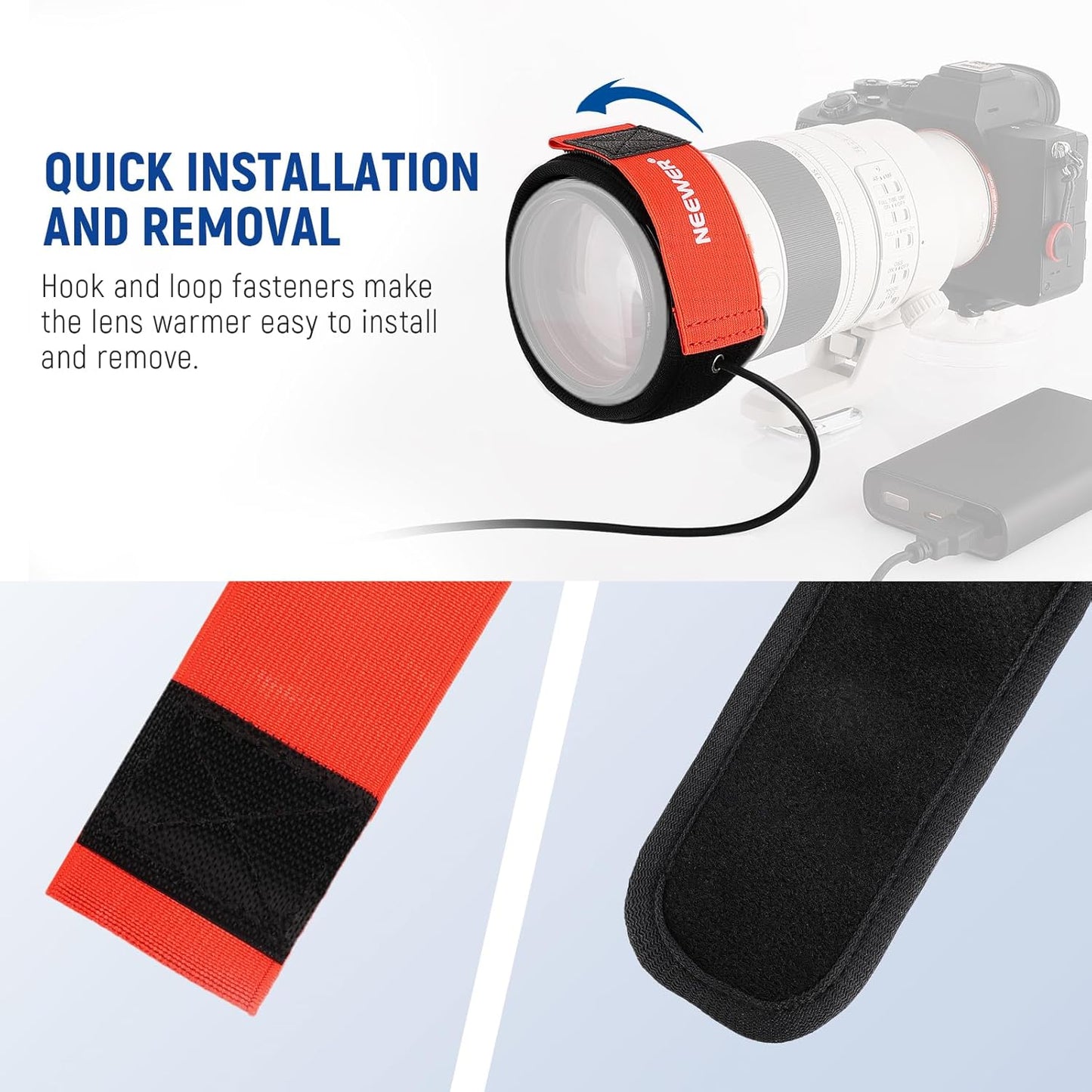20"/500mm 3 Settings, HW-20B NEEWER USB Lens Heater Warmer with Temperature Dew Heater Strip Prevents Dew Fog