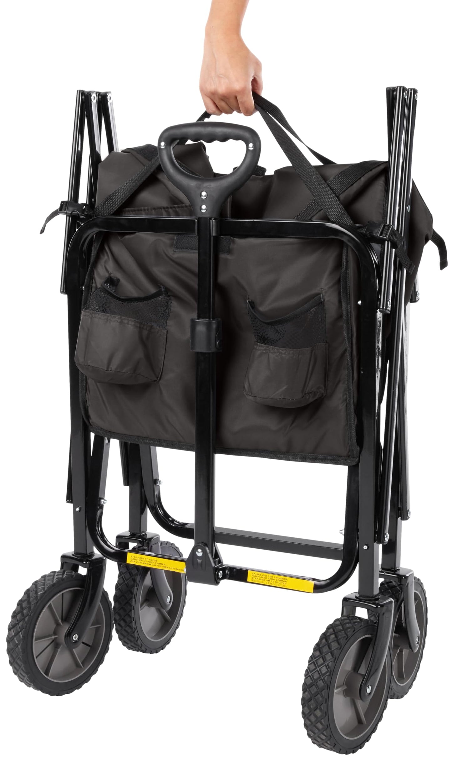 Amazon Basics Collapsible Heavy Duty Utility Wagon for Outdoor Sports, Camping, Garden, and Shopping, 265 Pounds Capacity, 27.6 x 40.9 x 20 inches, Black