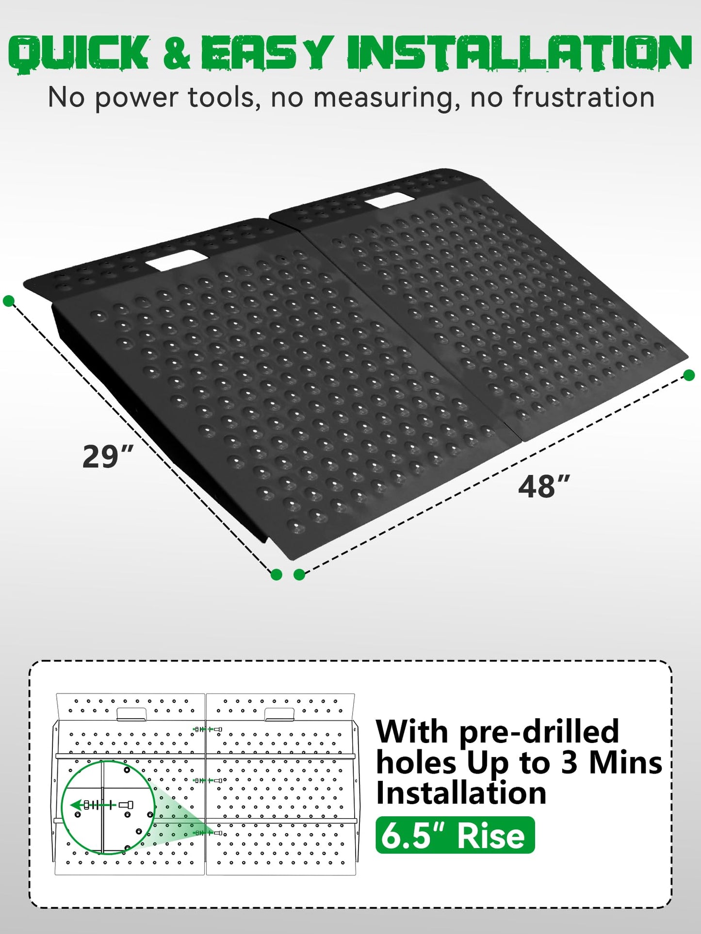 Shed Ramp for Riding Mower - 29" x 48" Heavy-Duty Shed Ramps Kit for Snow Blower, 1500LBs Anti-Slip Metal Loading Ramps for Shed for UTV, Motorcycles, Lawnmower, Garages & Barns, 2PC, Black