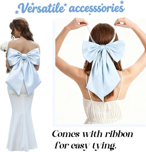 Blue Bow Decor - Crib Skirt with Large 22x11 Inch Bows | Perfect for Christmas, Baby Showers & Weddings