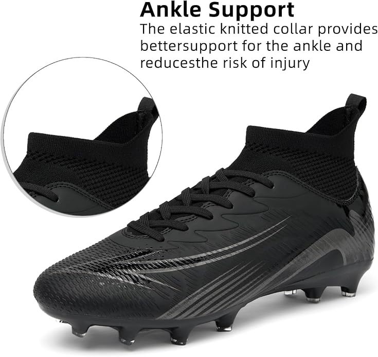 Men's High Top Soccer Shoes FG Long Spikes Adult Football Shoes Lightweight Professional Athletic Training