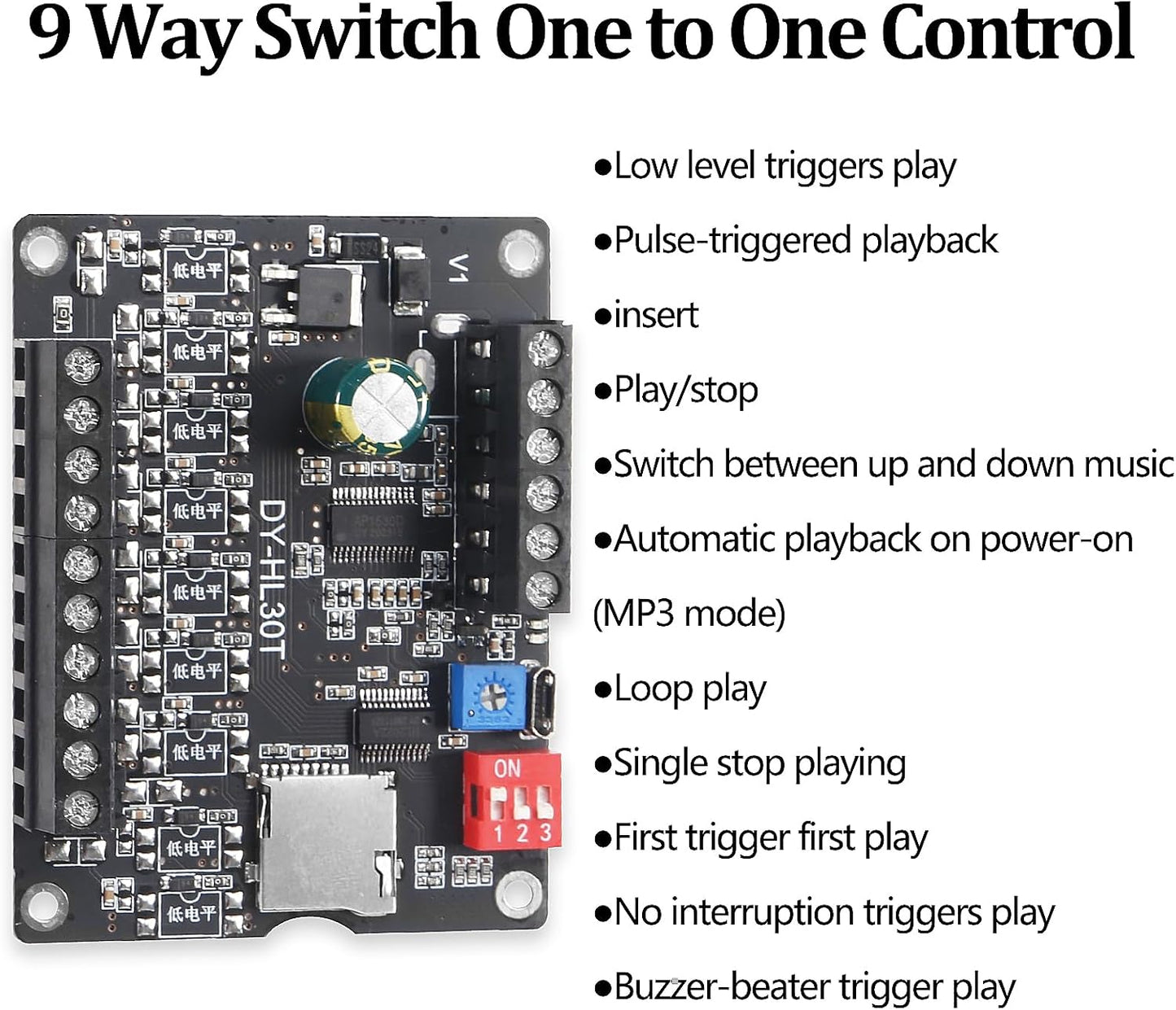 AITIAO 30W MP3 9-24V 9 8 32G Voice Playback Module Music Player DC Voice Broadcast Device Trigger Interfaces I/O