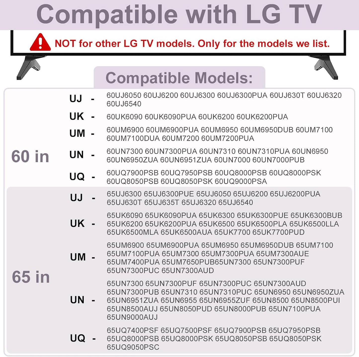 Dinghosen 60 65 60UQ7950 60UQ8000 60UJ6050 60UK6090 60UM6900 60UN7300 65UJ6300 65UK6090 65UM6900 60UJ6200 60UJ6300